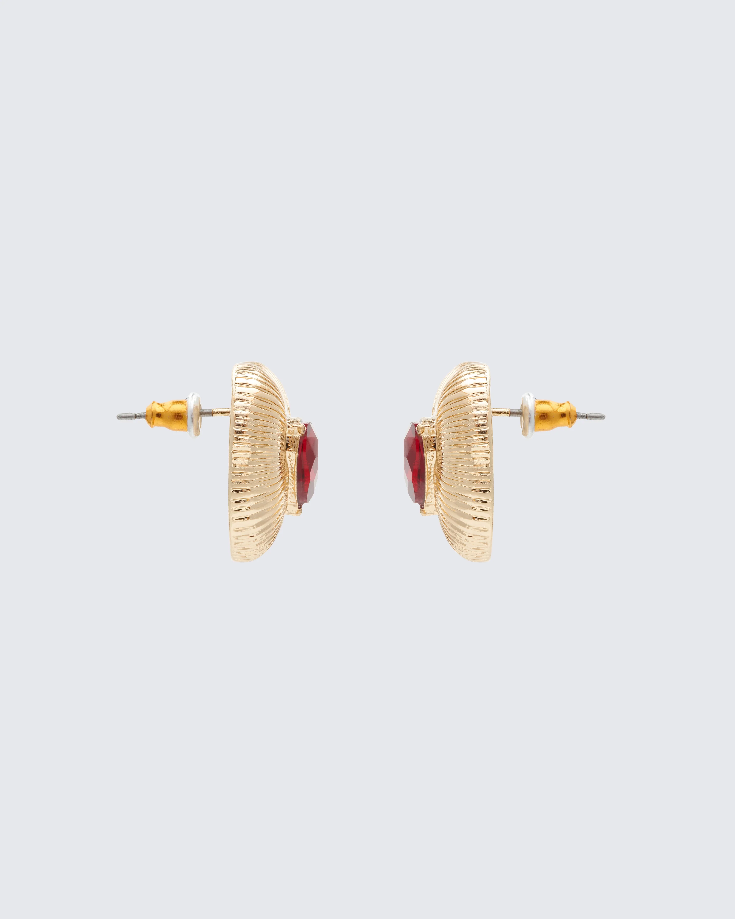 Carolyn Gold Ruby Heart Stud Earrings - Image 2