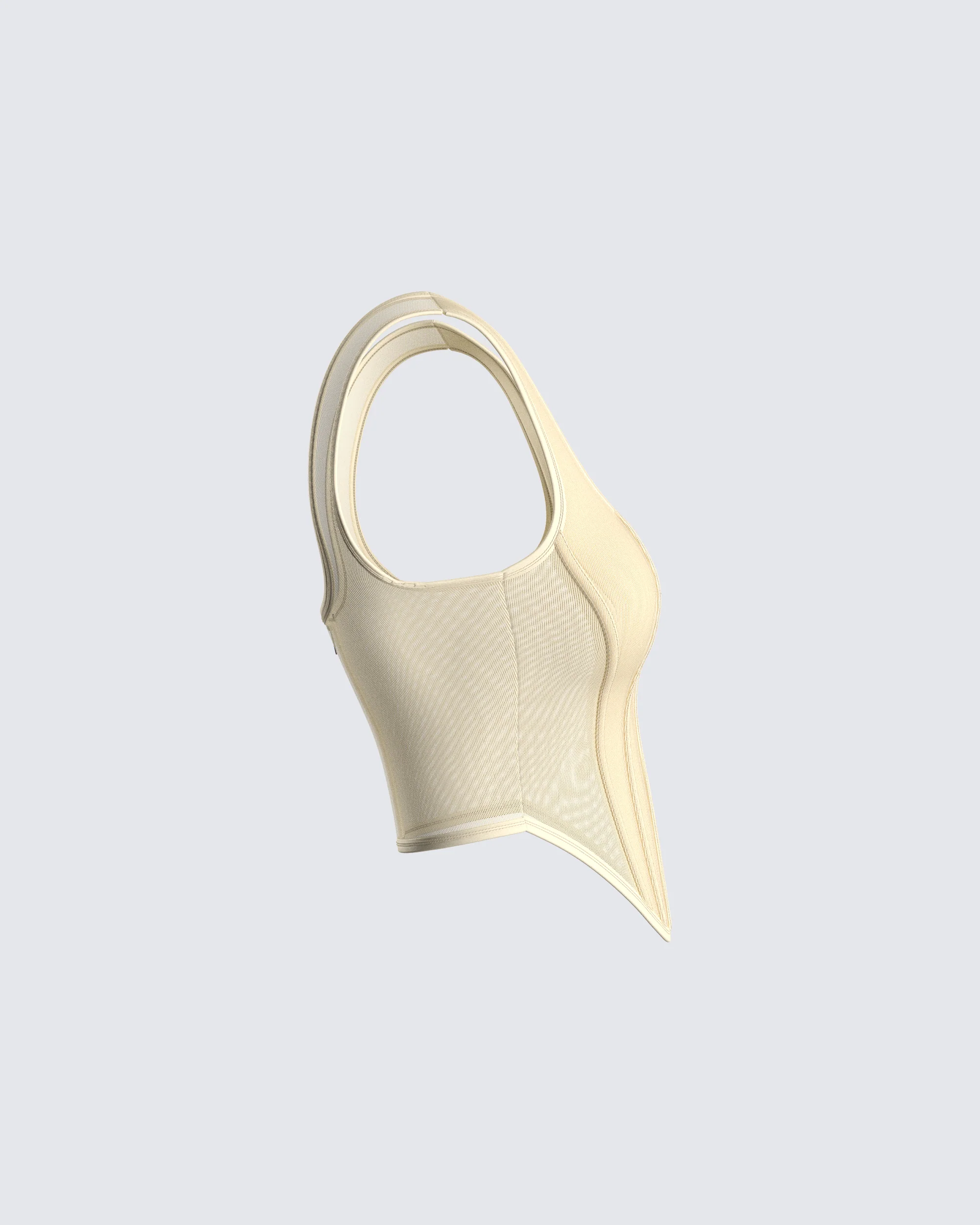 Casey Yellow Mesh Corset Logo Top - Image 2