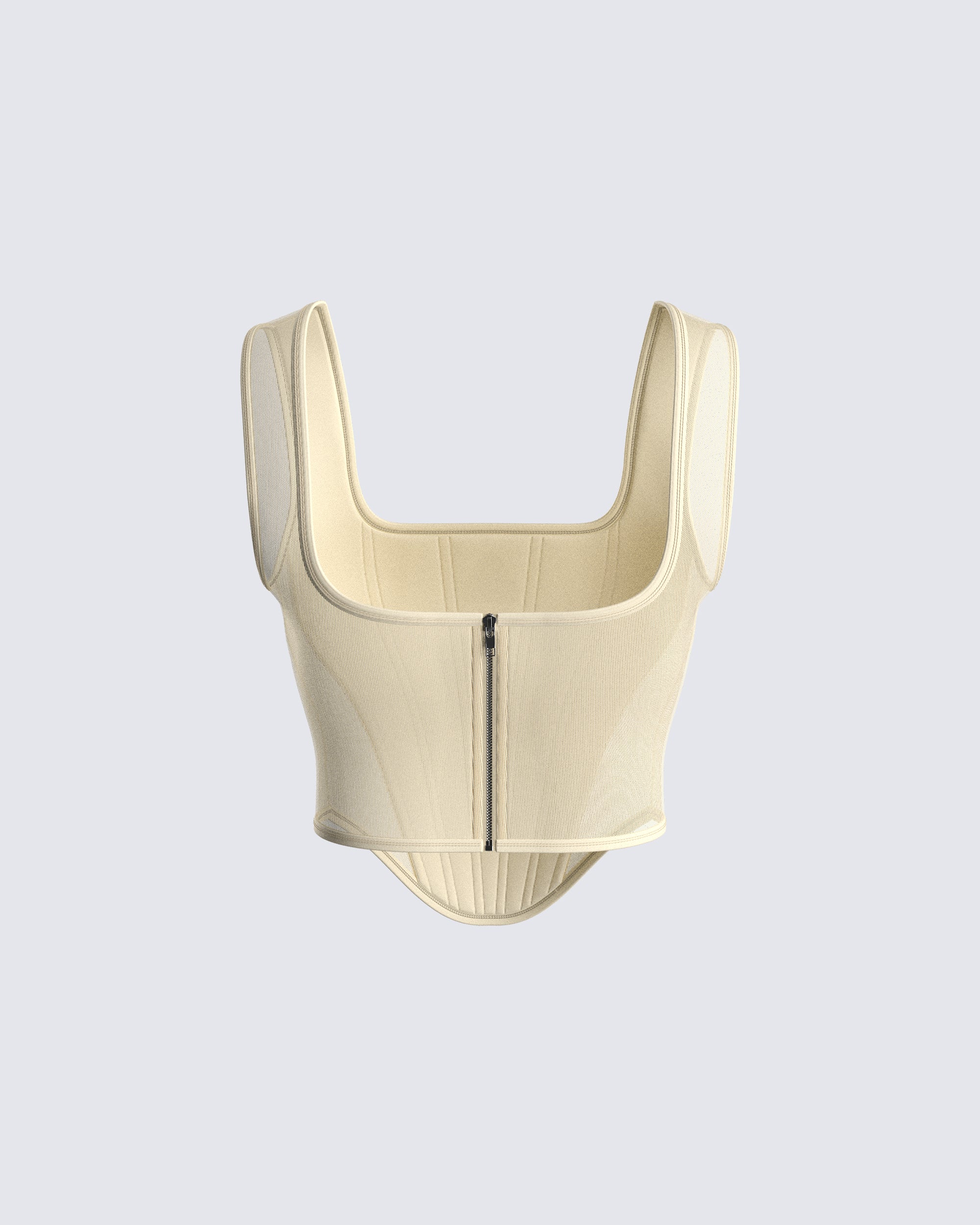 Casey Yellow Mesh Corset Logo Top - Image 3