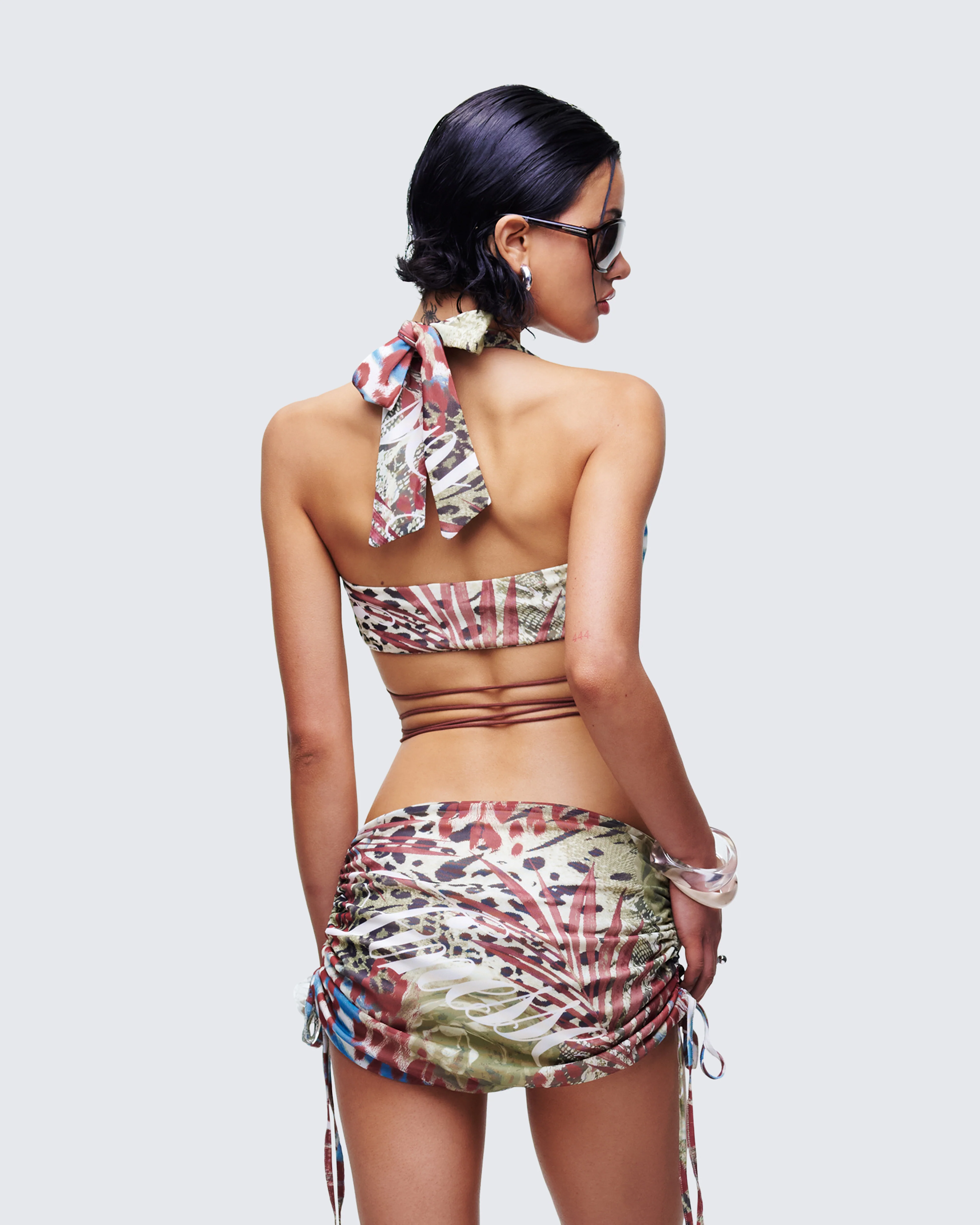 Cece Brown Printed Halterneck Top - Image 4