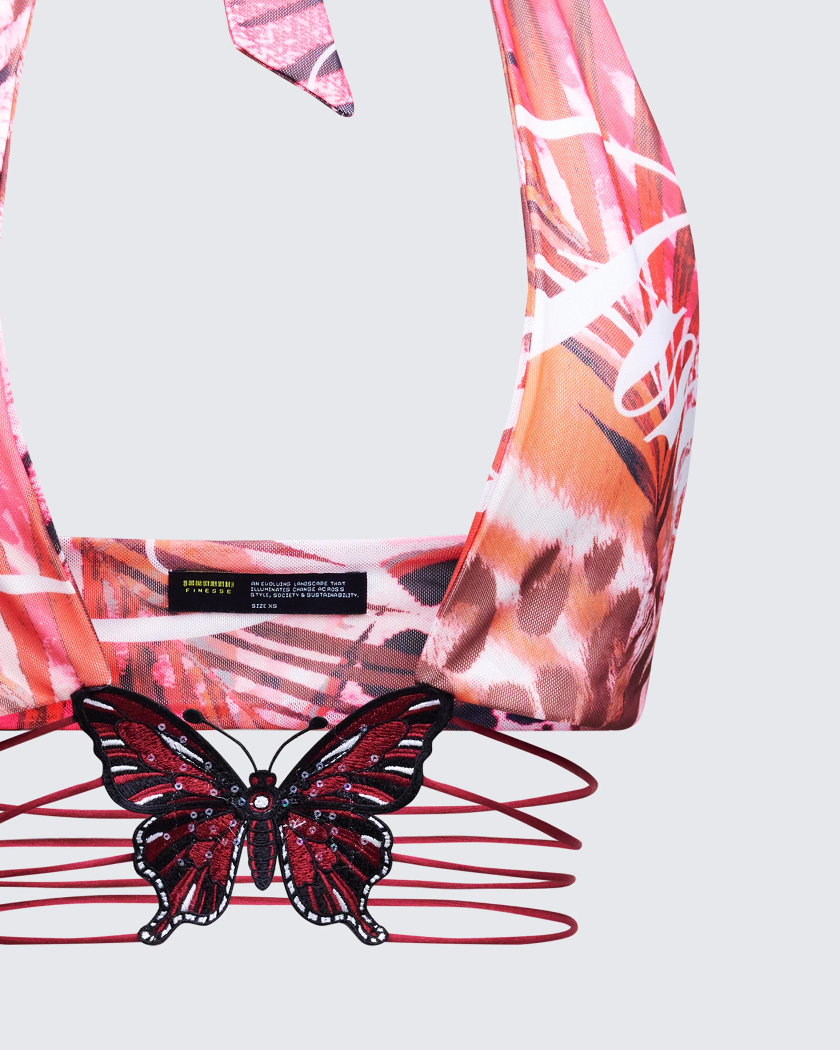 Cece Orange Printed Halterneck Top - Image 6