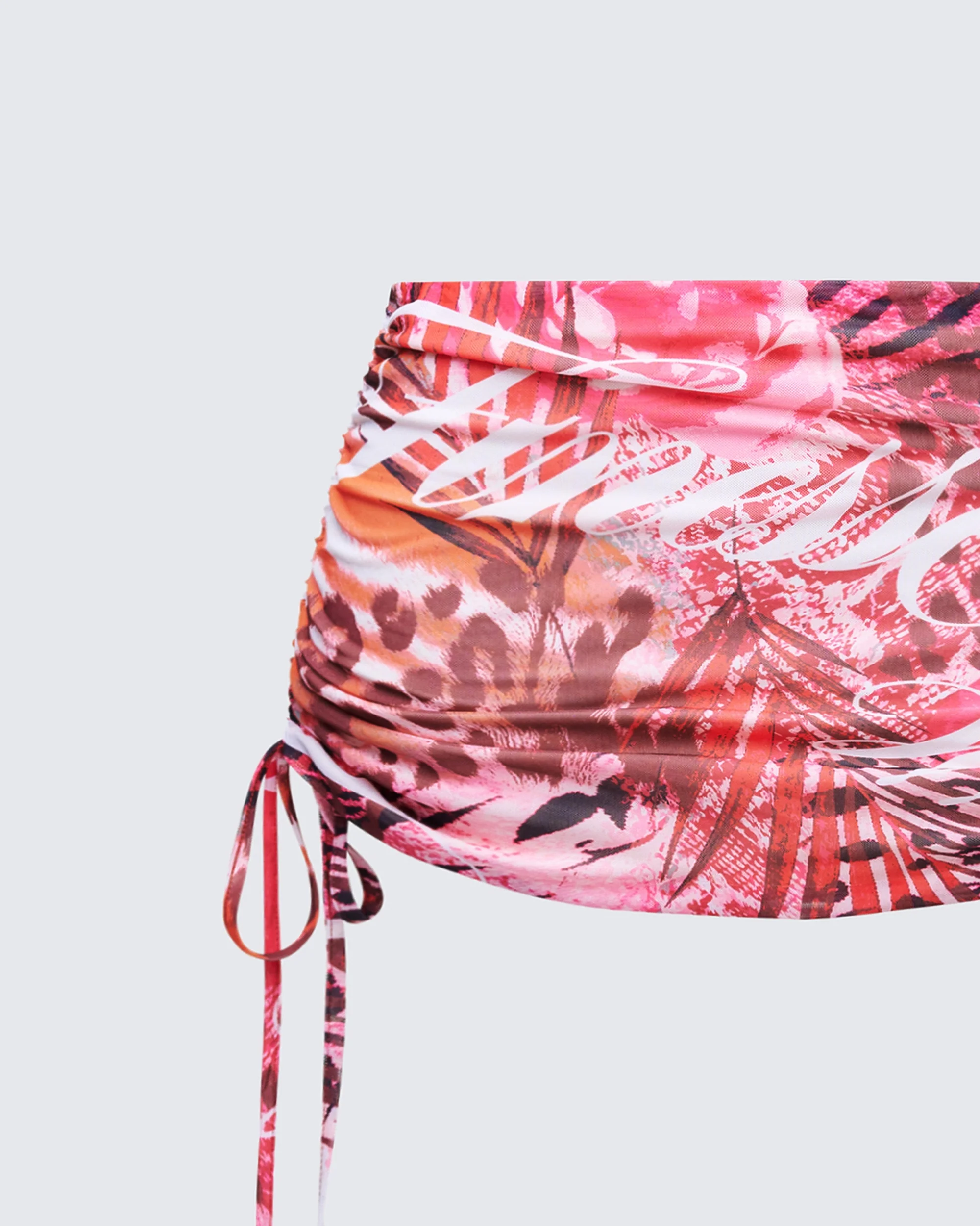 Cece Orange Printed Ruched Mini Skirt - Image 6