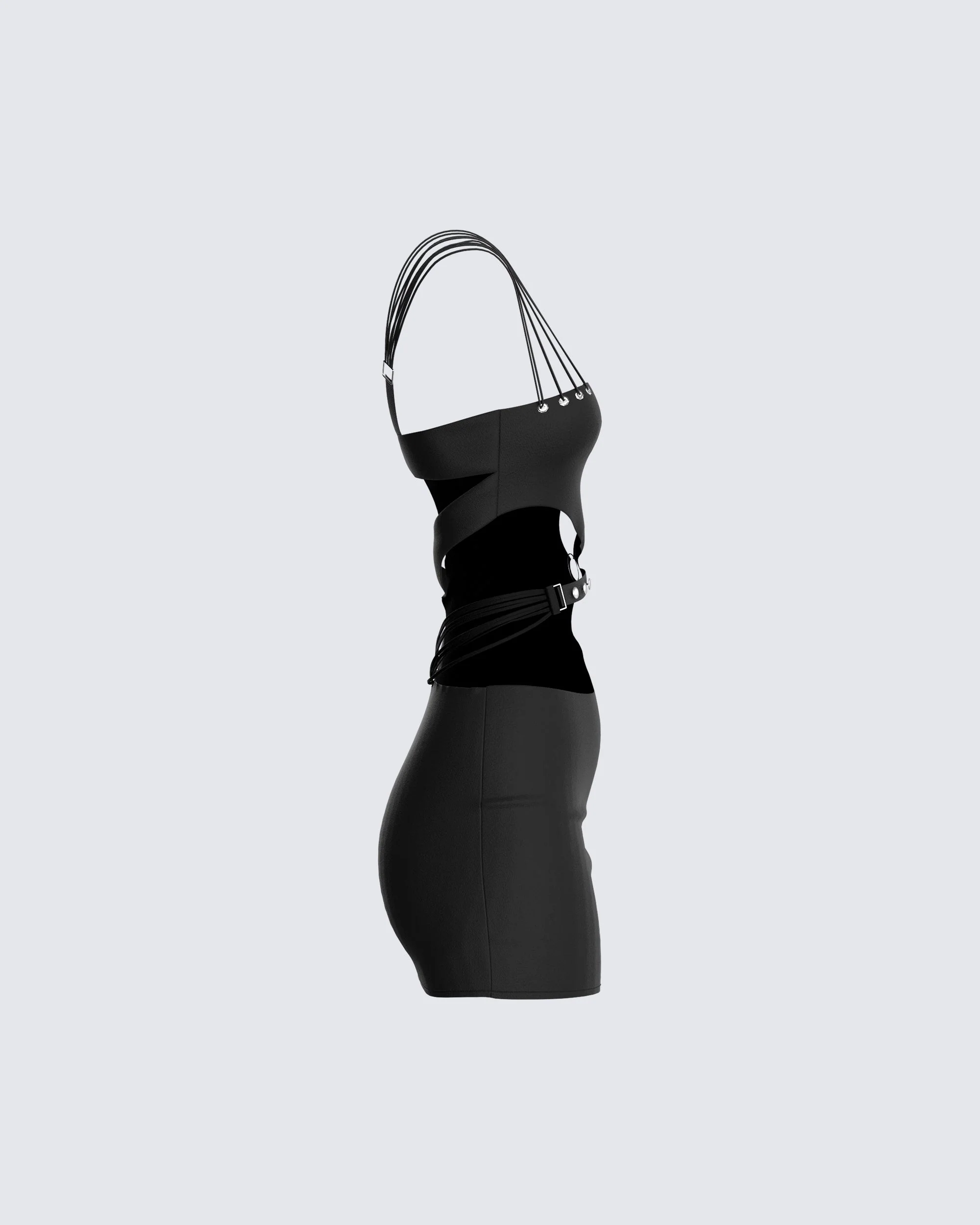 Cecily Black Mini Dress - Image 2