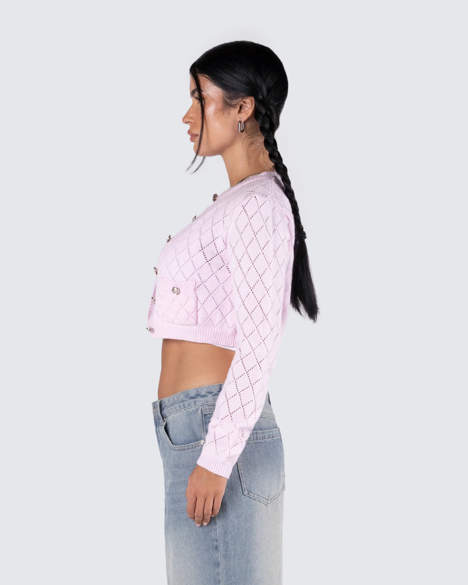 Celine Pink Pattern Knit Cardigan - Image 5