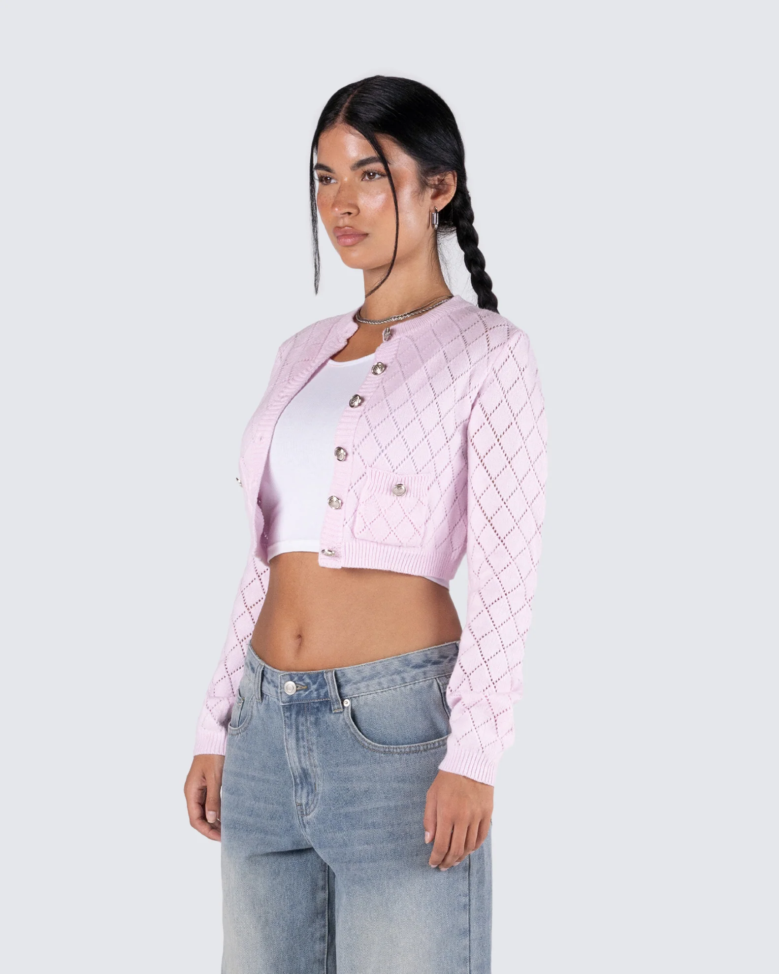 Celine Pink Pattern Knit Cardigan - Image 7
