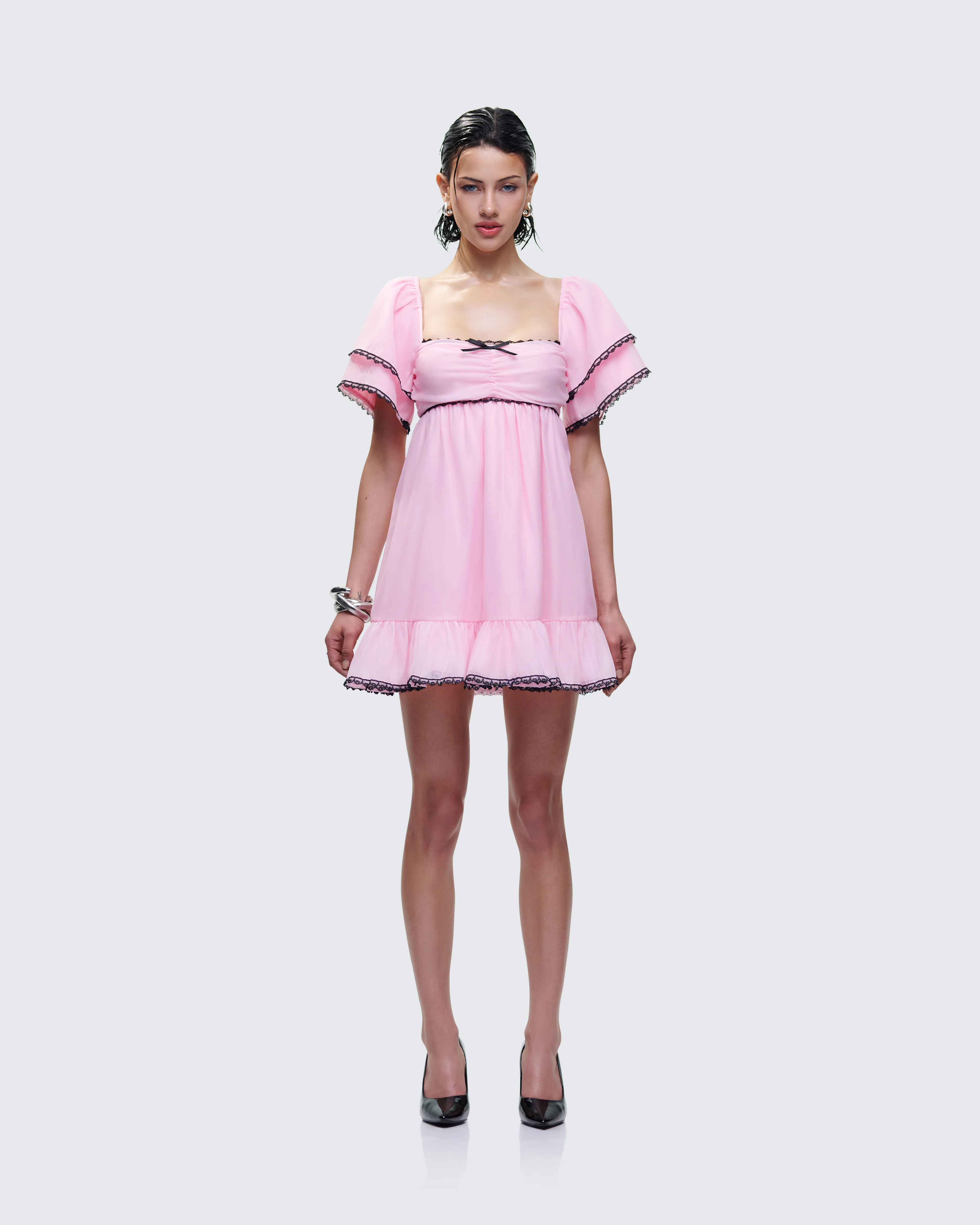 Cerys Pink Organza Mini Dress - Image 2