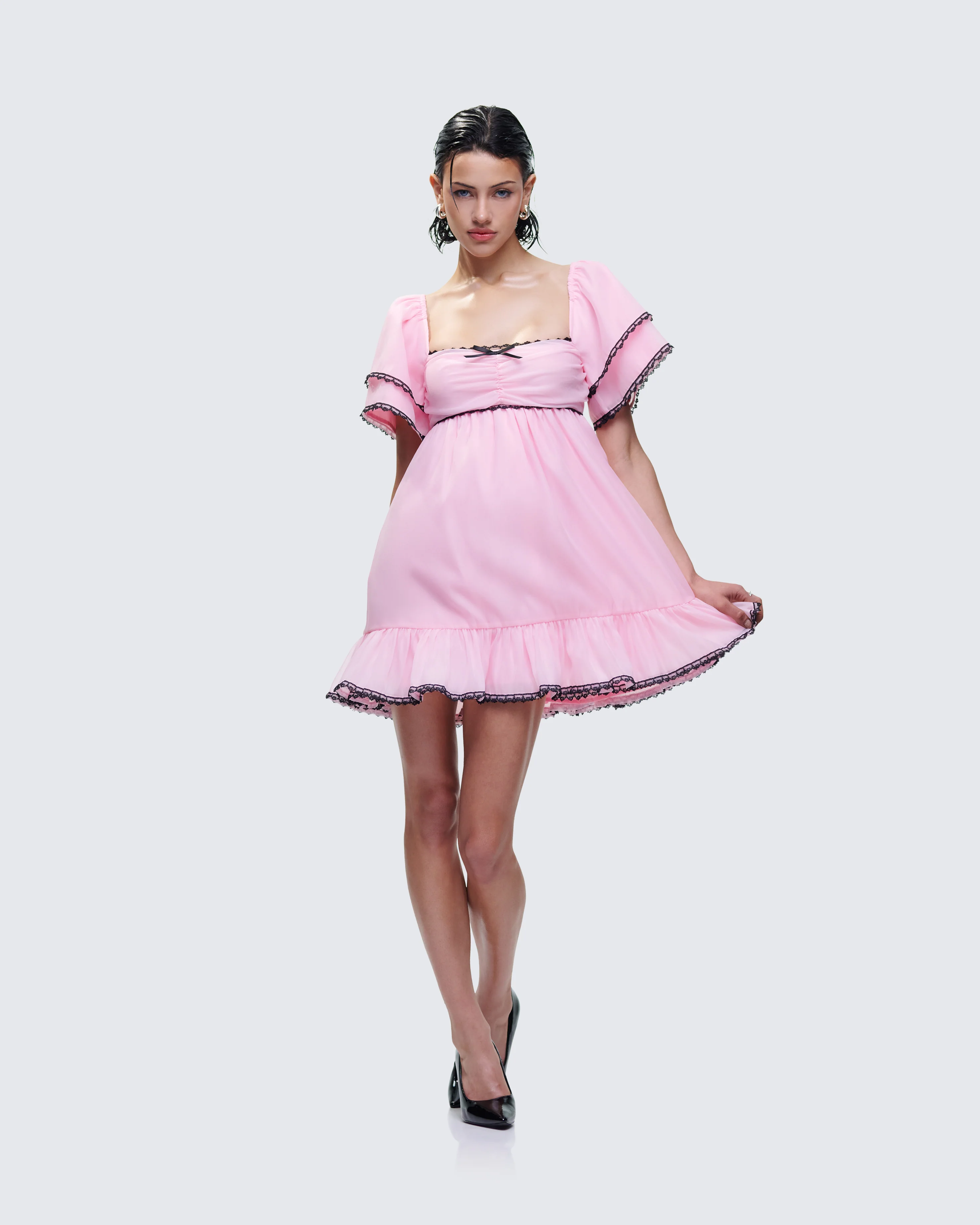 Cerys Pink Organza Mini Dress - Image 4