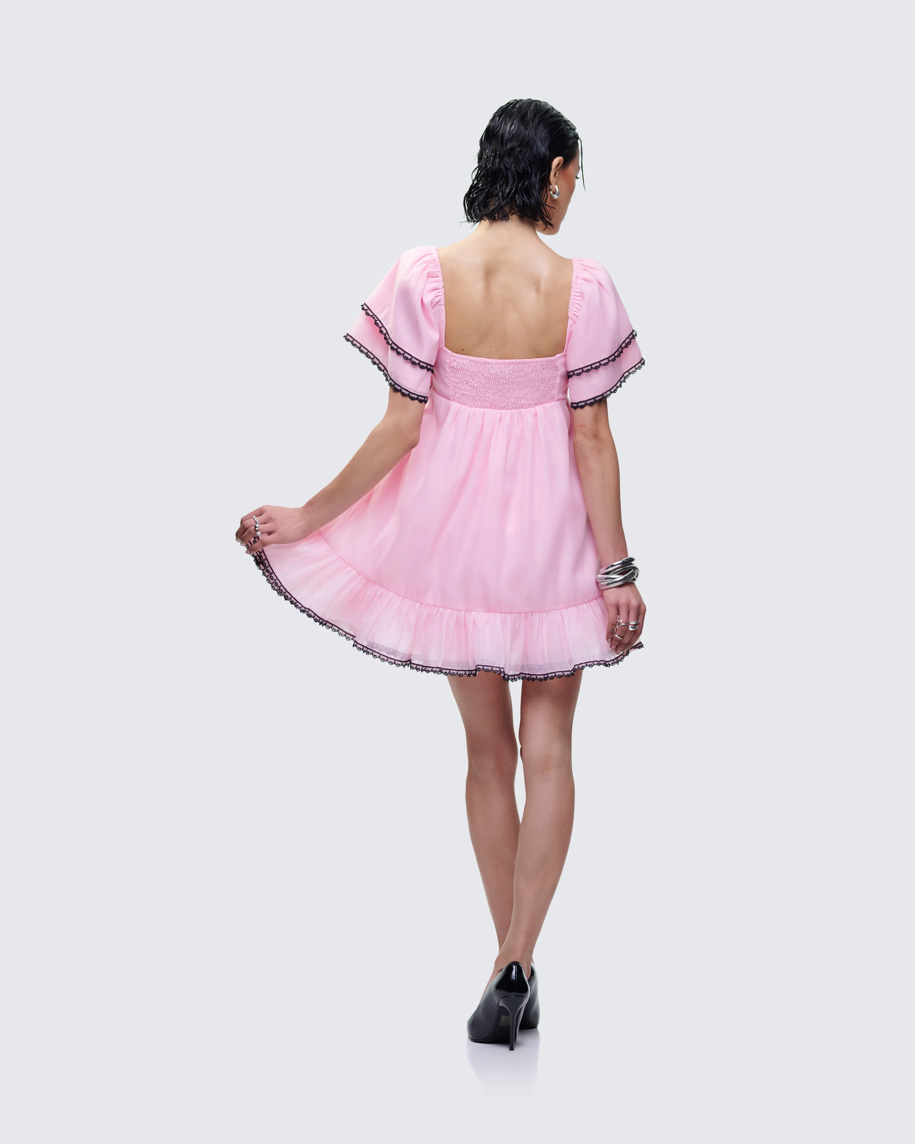 Cerys Pink Organza Mini Dress - Image 5
