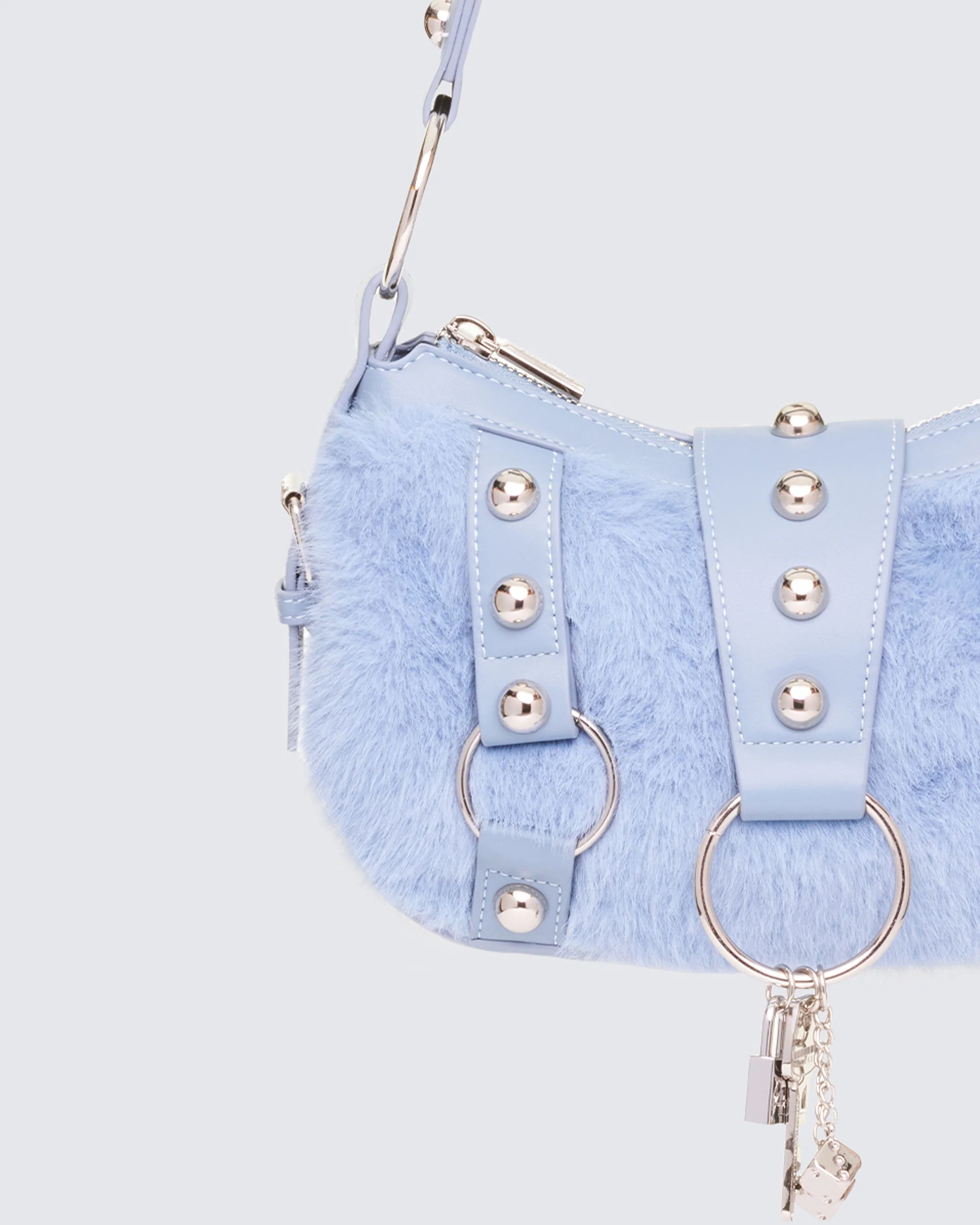 Charalyn Blue Fur Shoulder Bag - Image 3