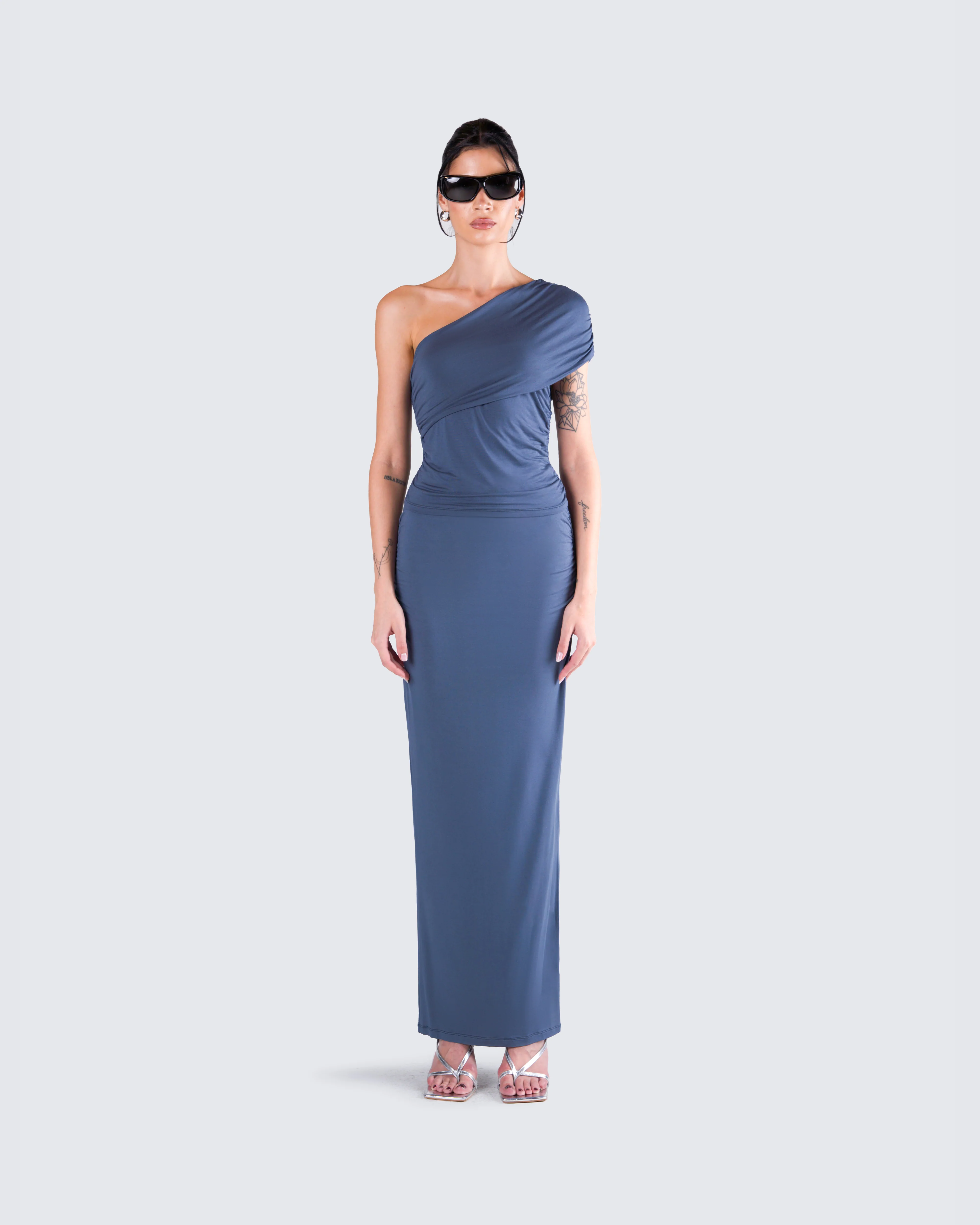 Charlize Navy One Shoulder Top - Image 4