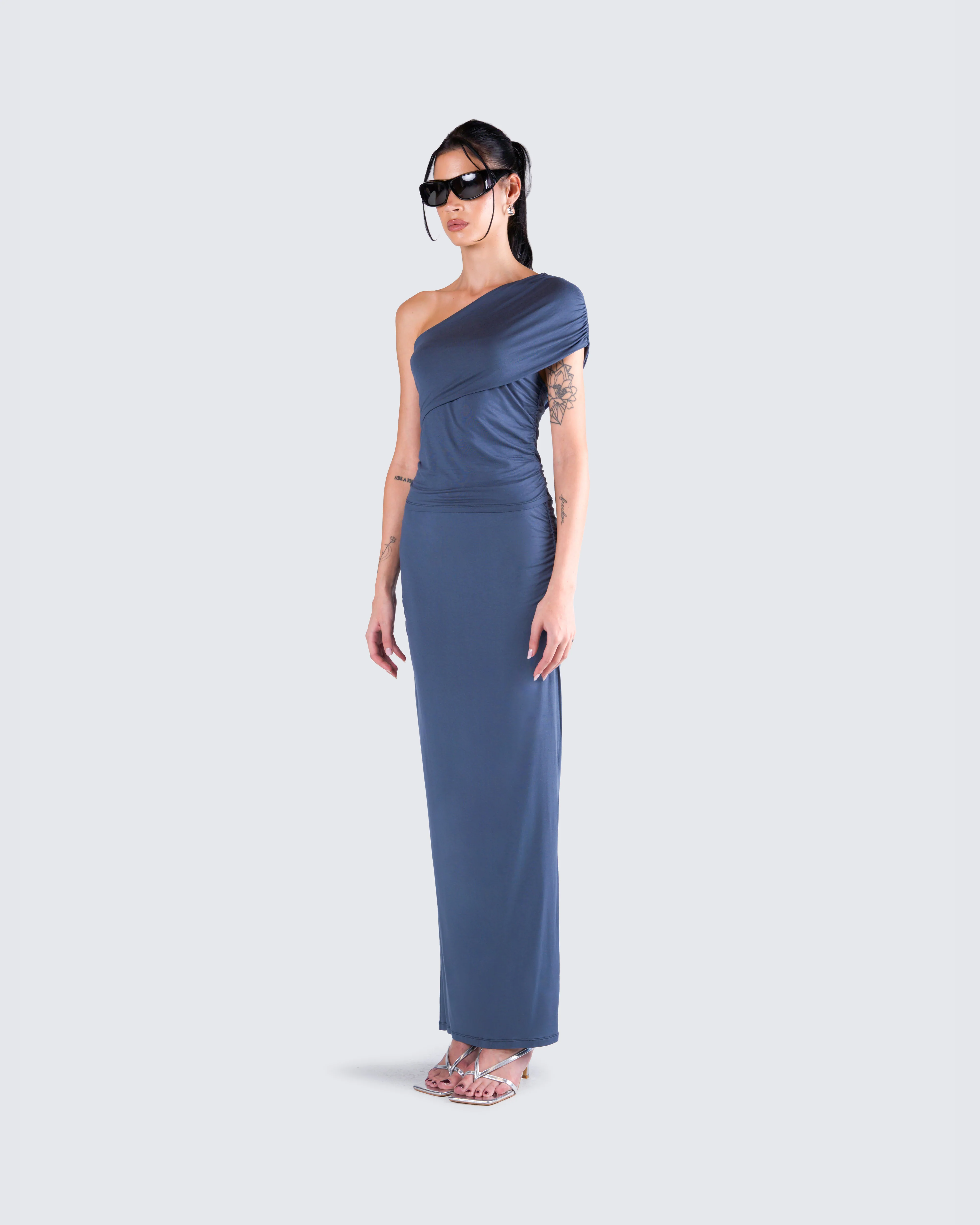 Charlize Navy One Shoulder Top - Image 5