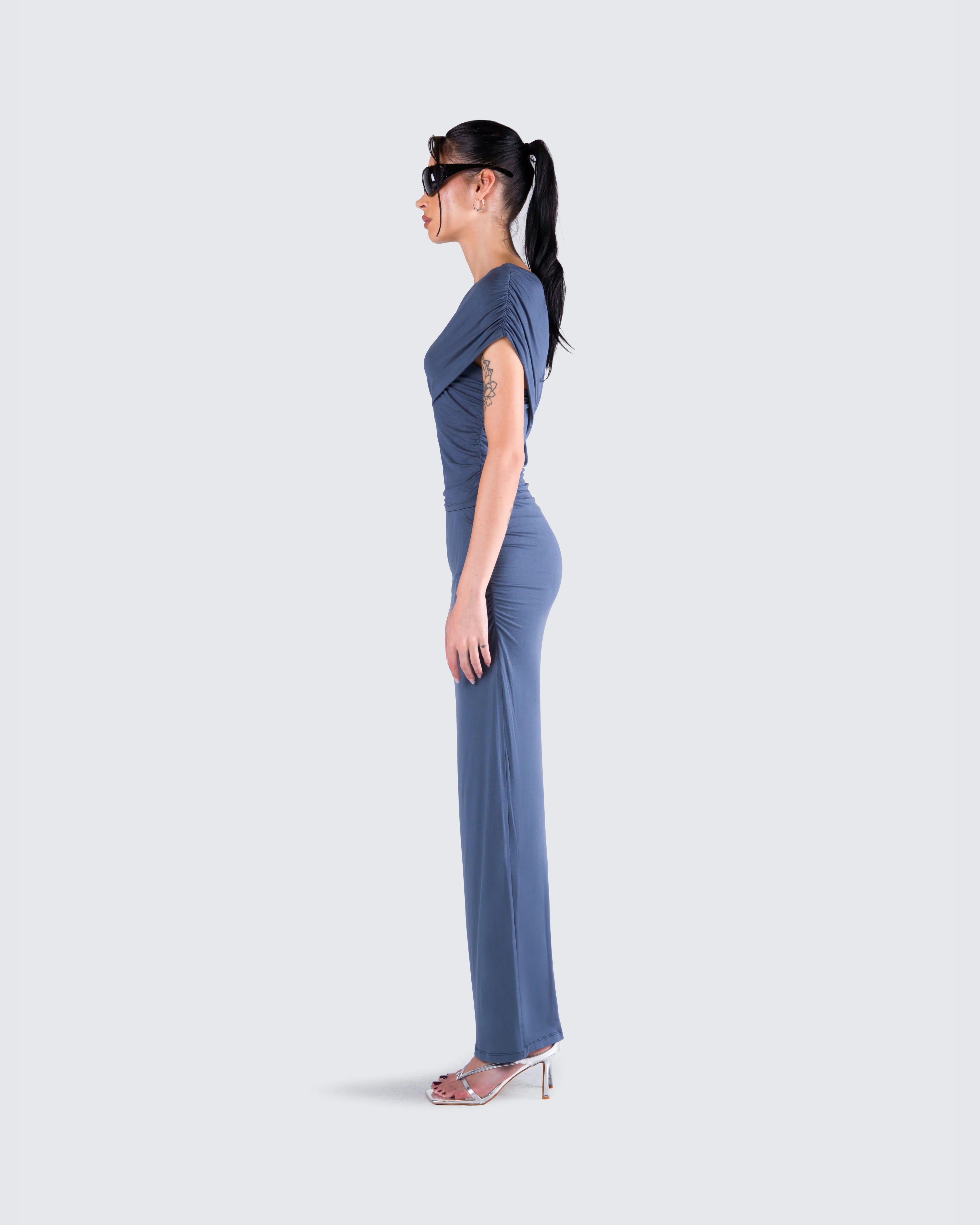 Charlize Navy One Shoulder Top - Image 6