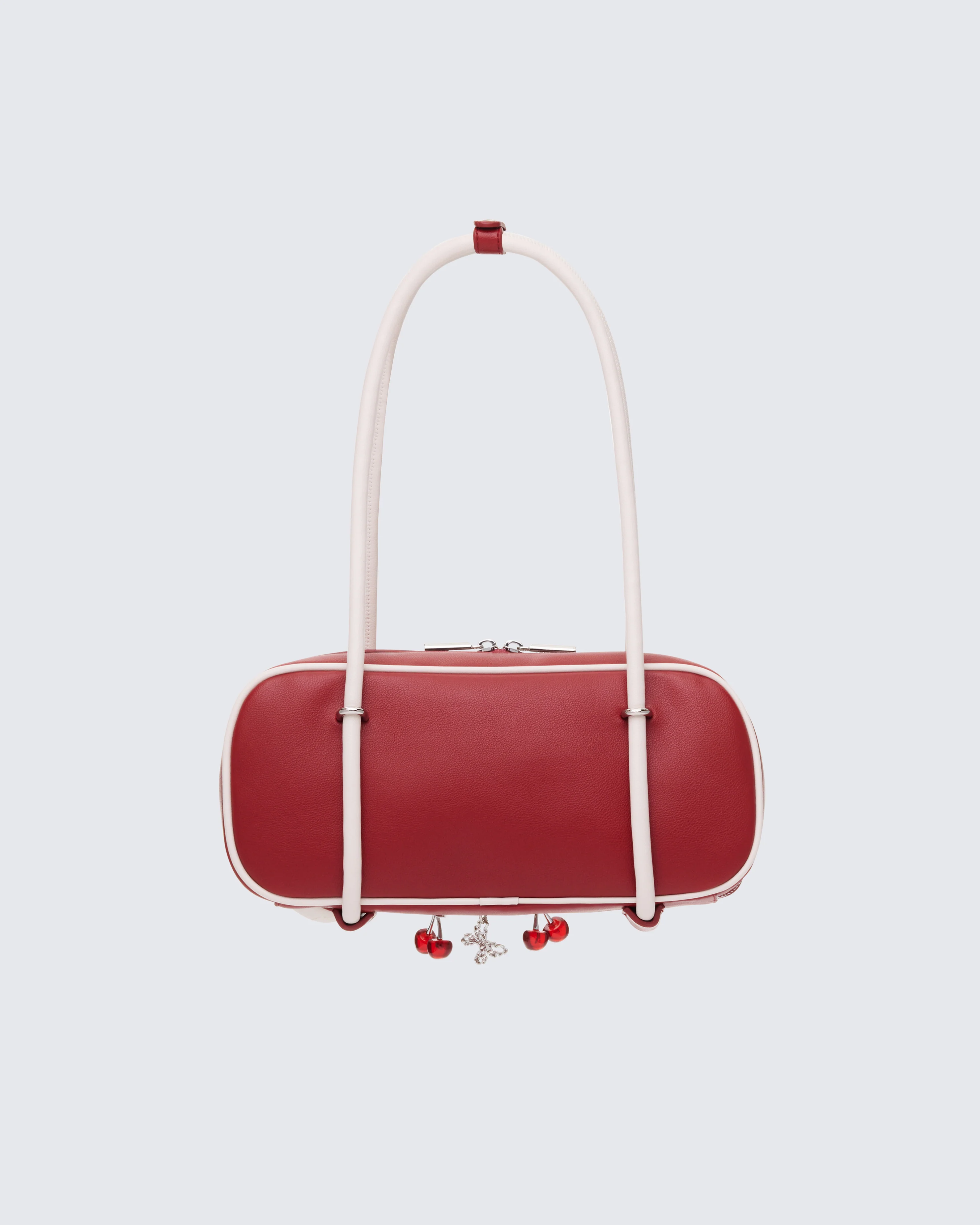 Chelsea Red Rectangle Bowling Bag With Charm - Image 2
