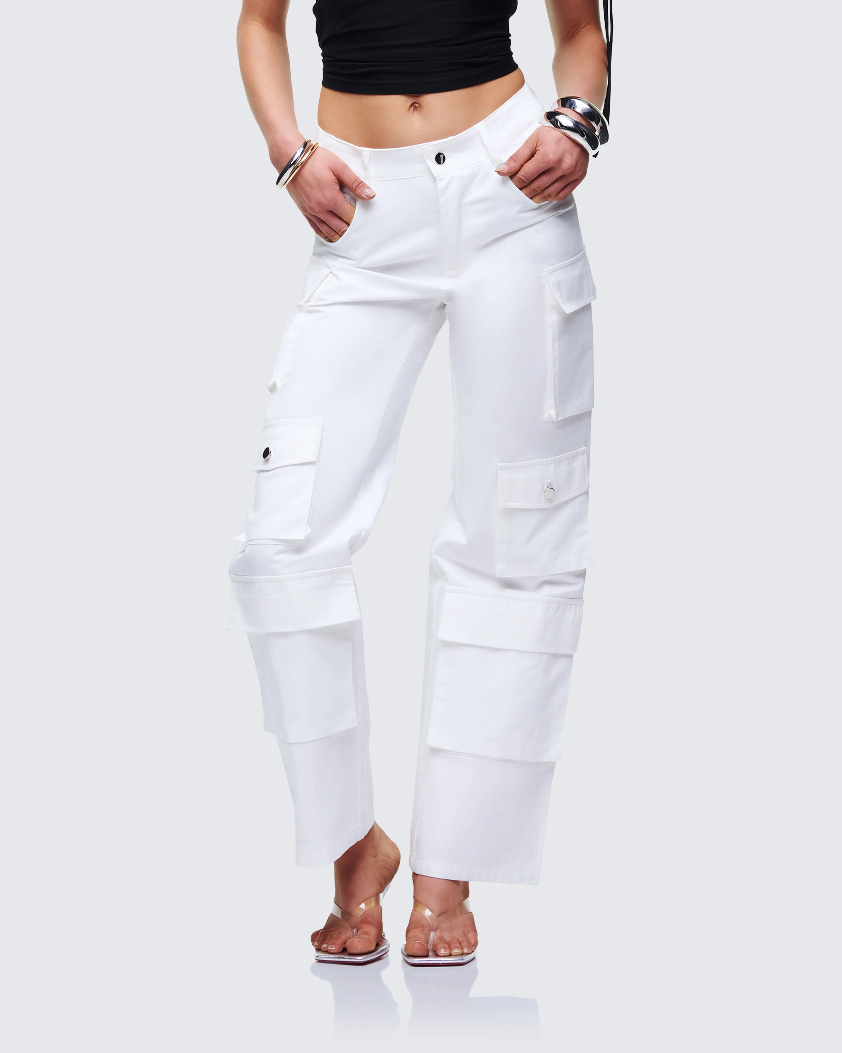 Chima White Cargo Twill Pant - Image 3
