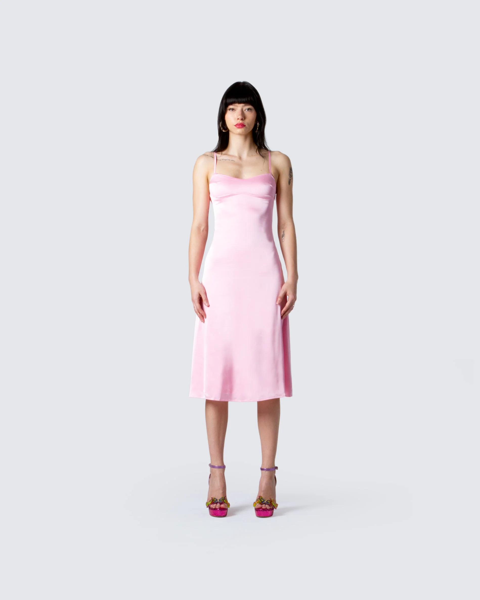 Chrishell Satin Cut Out Midi Dress - Image 4