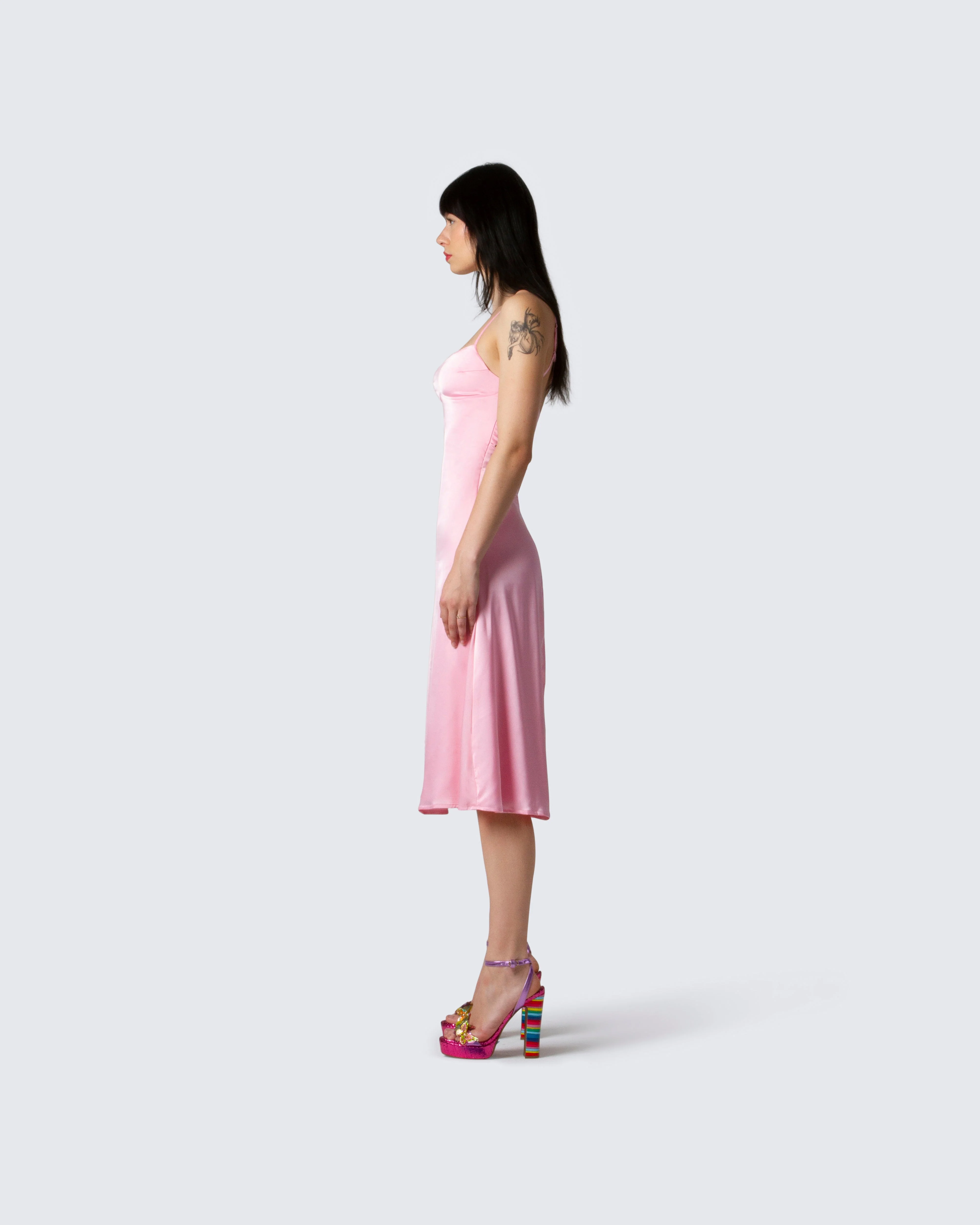 Chrishell Satin Cut Out Midi Dress - Image 5