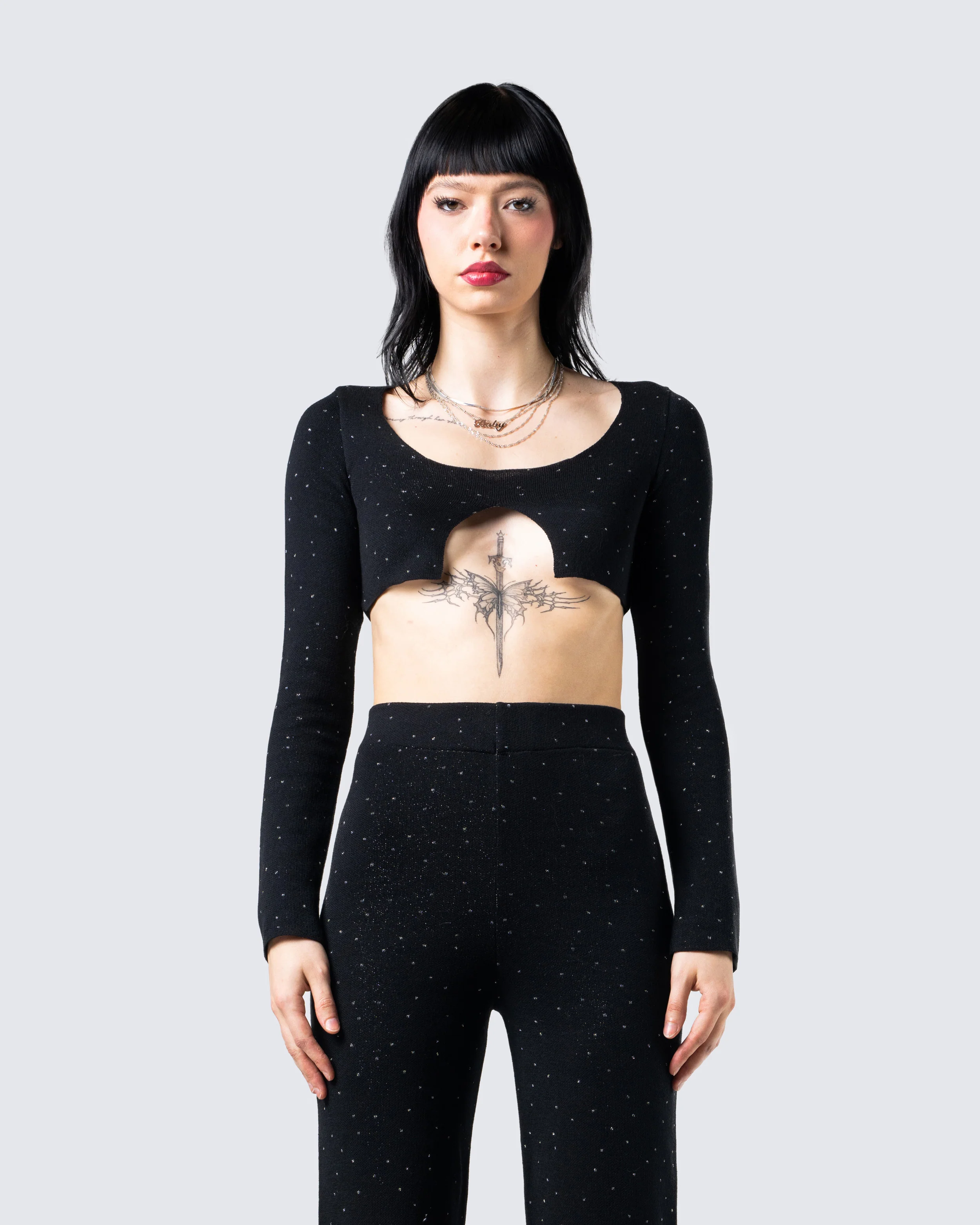 Christina Shimmer Knit Cropped Top - Image 4