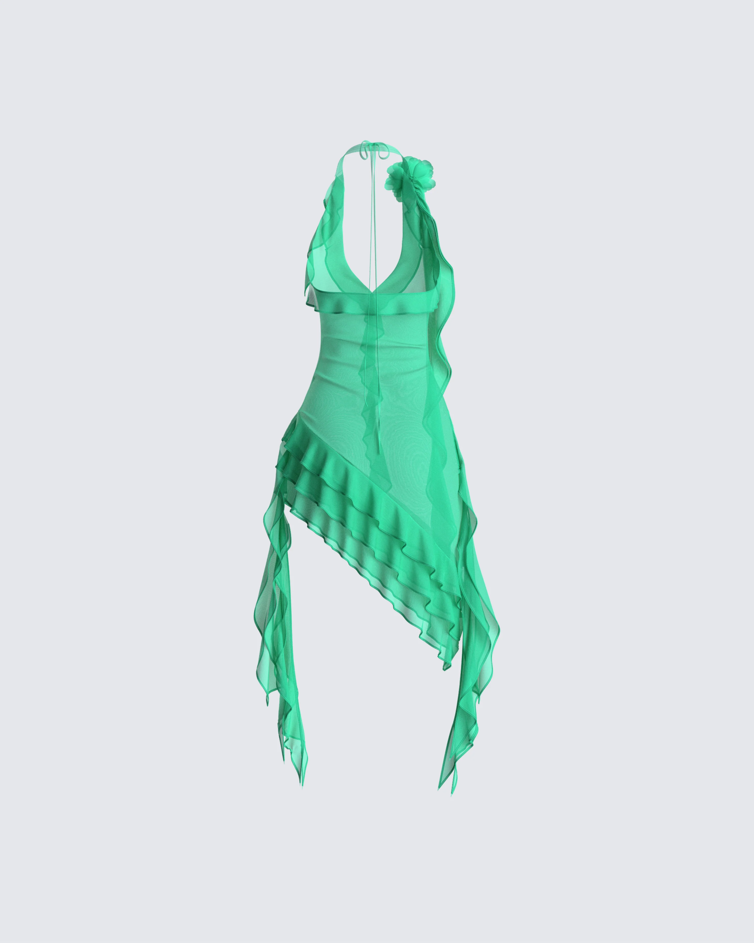 Christine Green Ruffled Mini Dress - Image 3