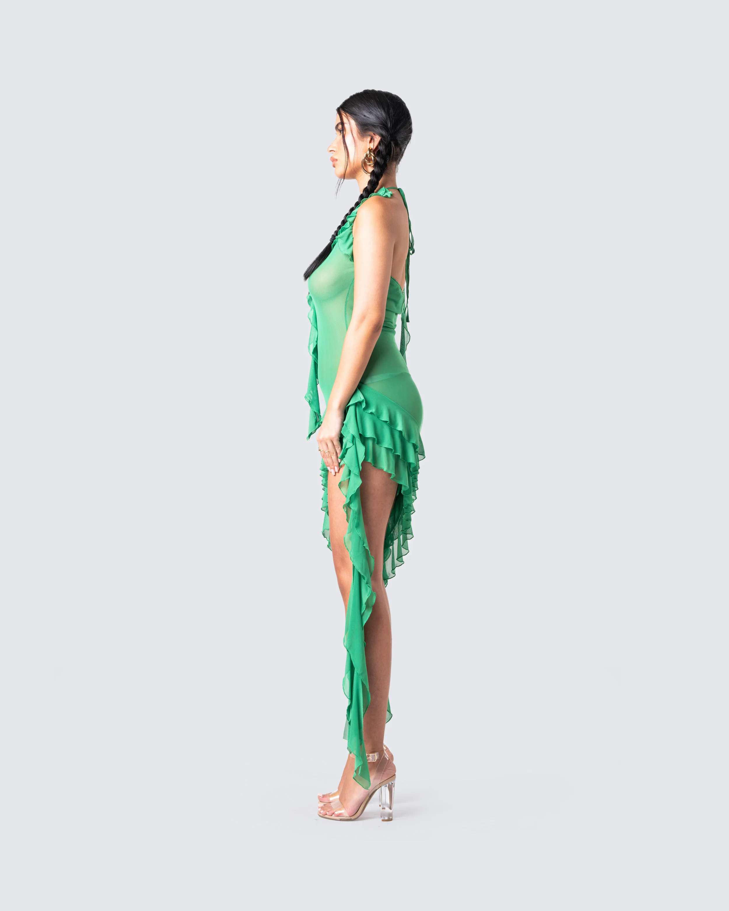 Christine Green Ruffled Mini Dress - Image 5