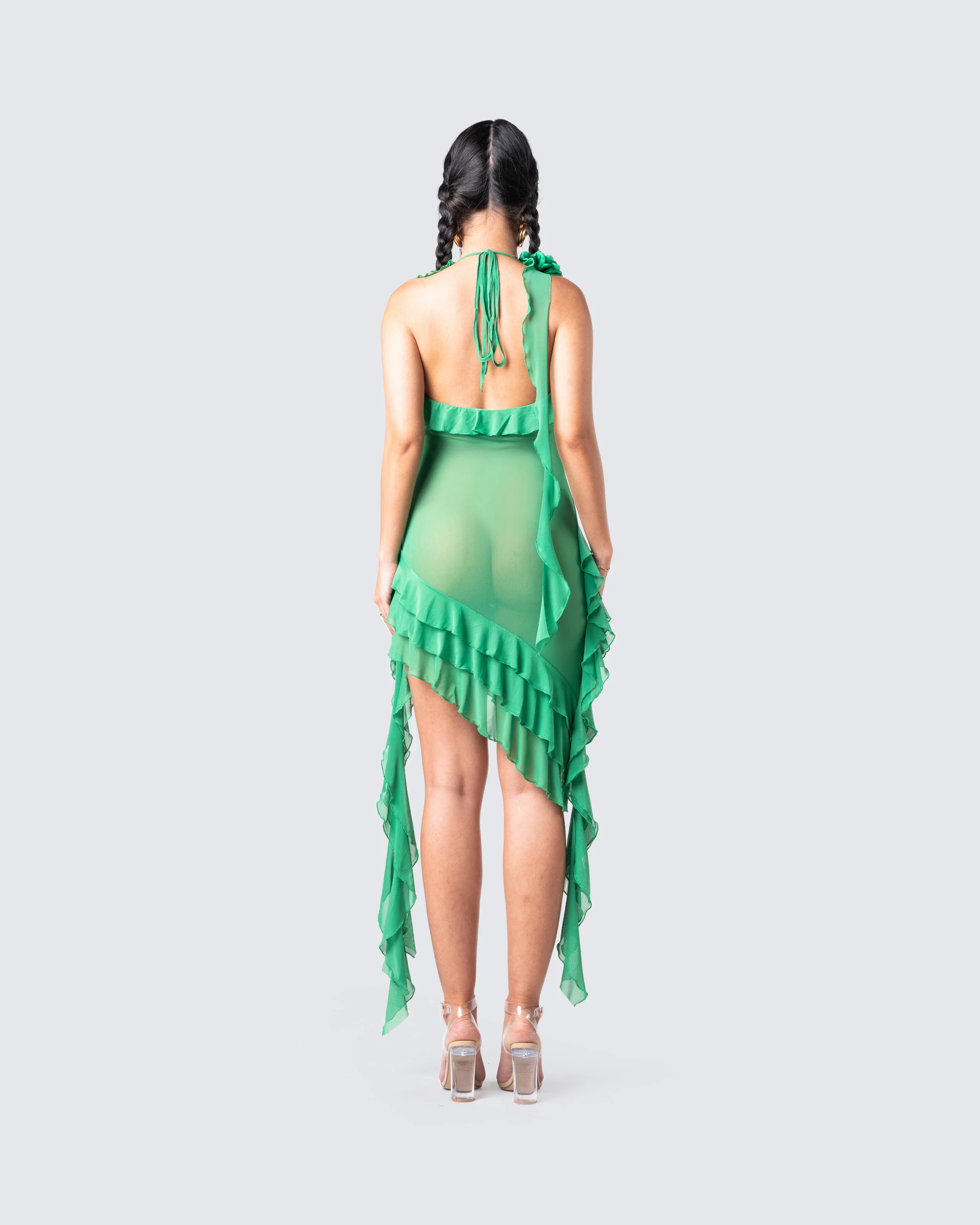 Christine Green Ruffled Mini Dress - Image 6