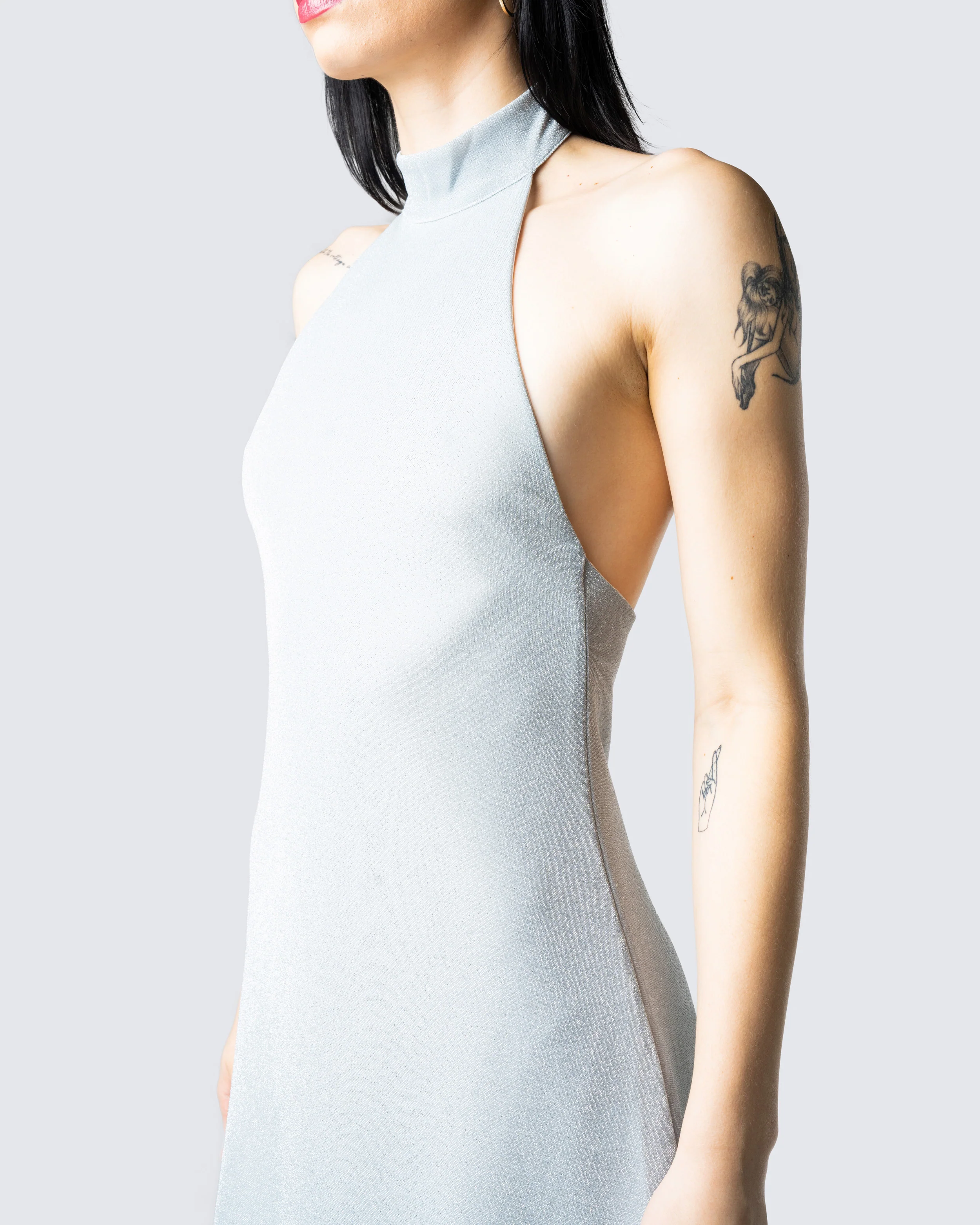 Cinder Grey Halter Mini Dress - Image 8