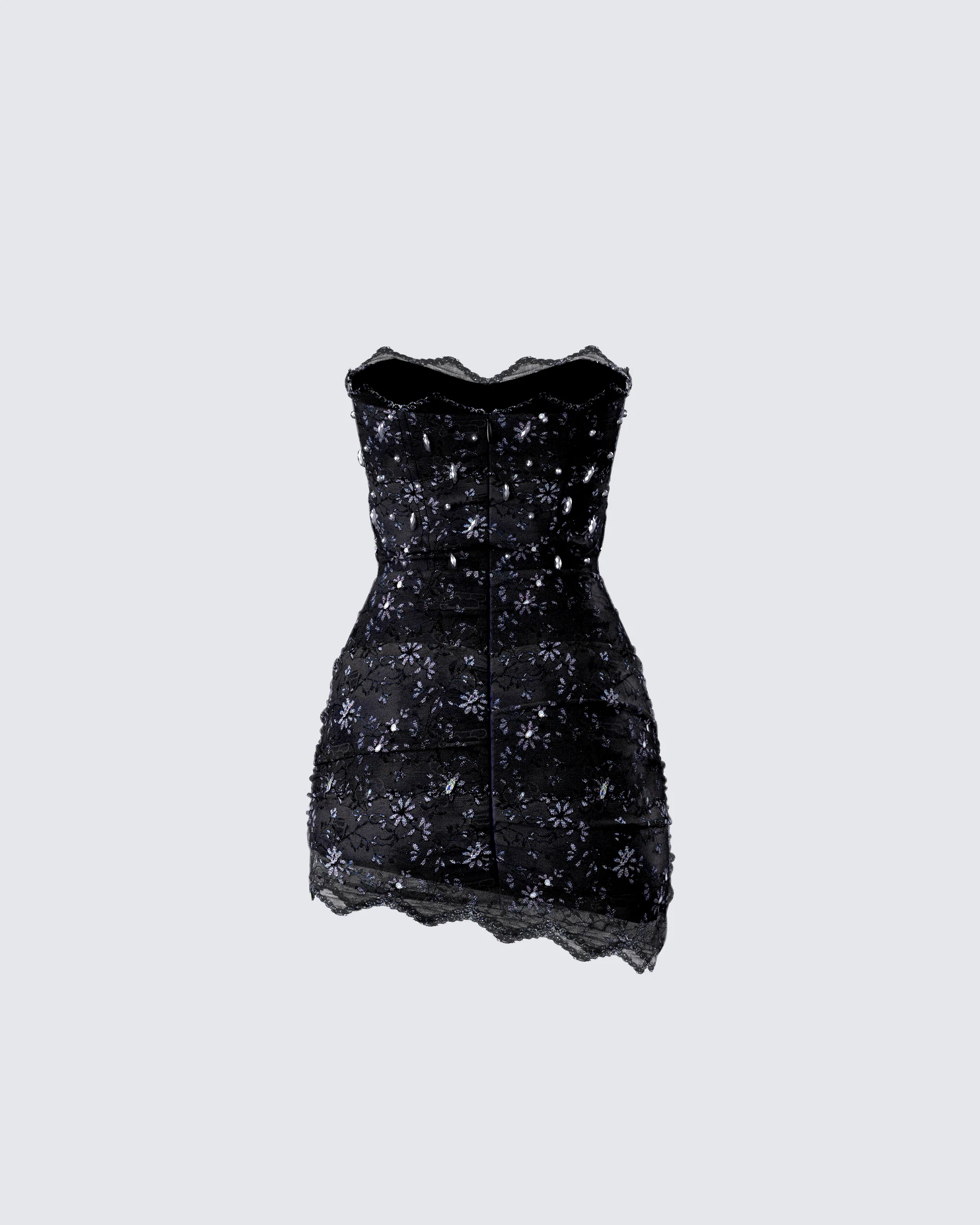 Clarisse Black Hand Beaded Rhinestone Dress - Image 3