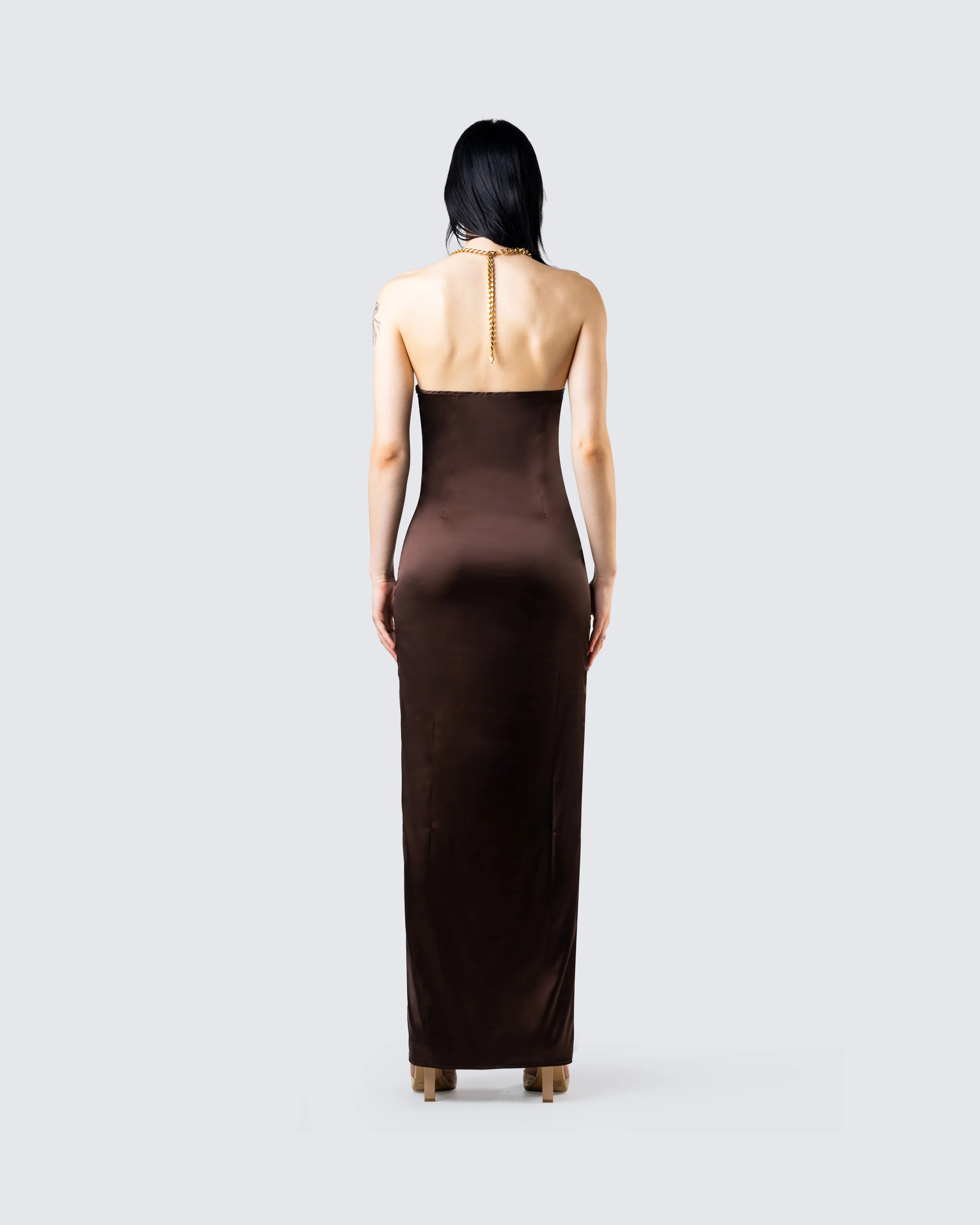 Claude Brown Satin Gown - Image 6