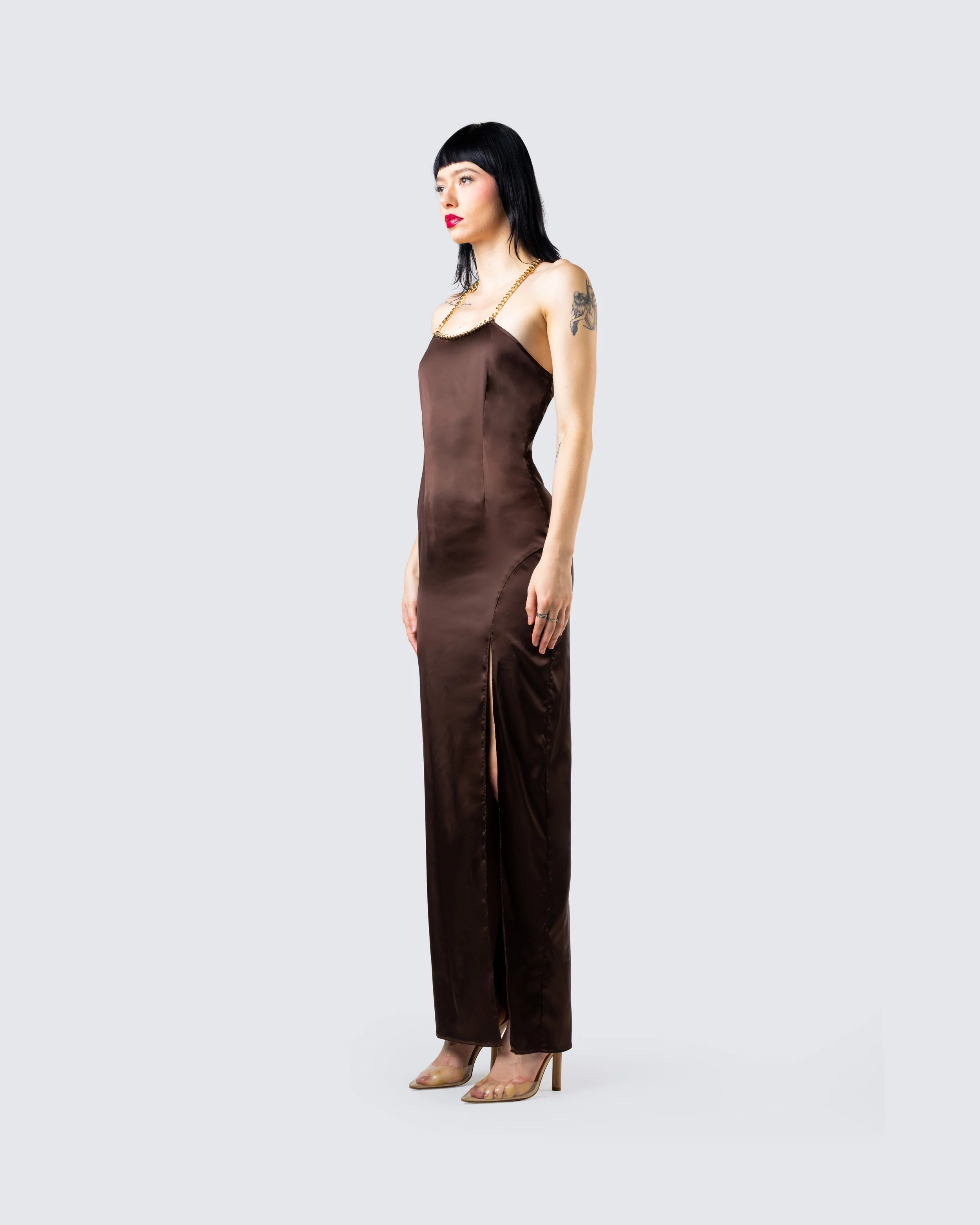 Claude Brown Satin Gown - Image 7