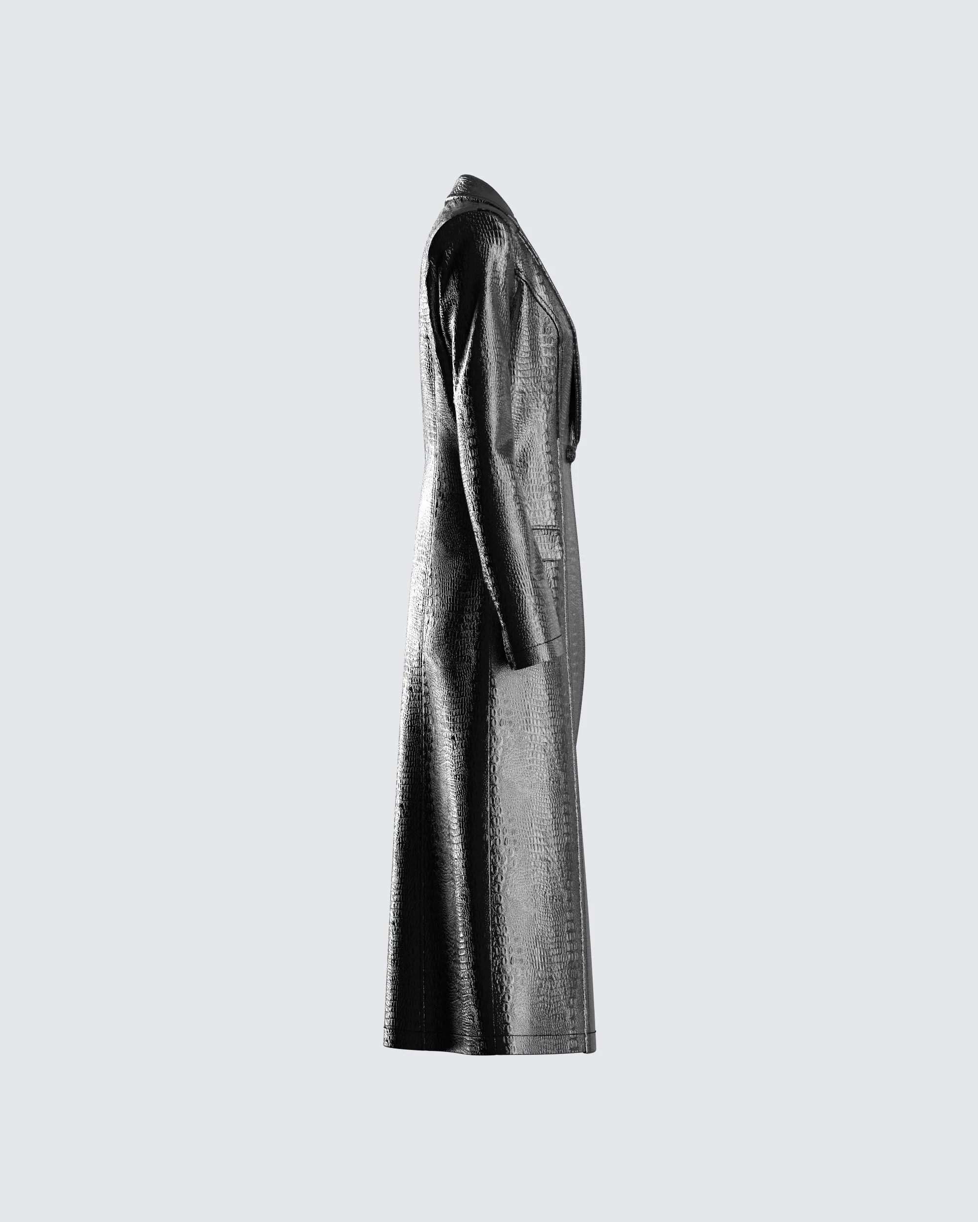 Claudia Vegan Croc Leather Coat - Image 2