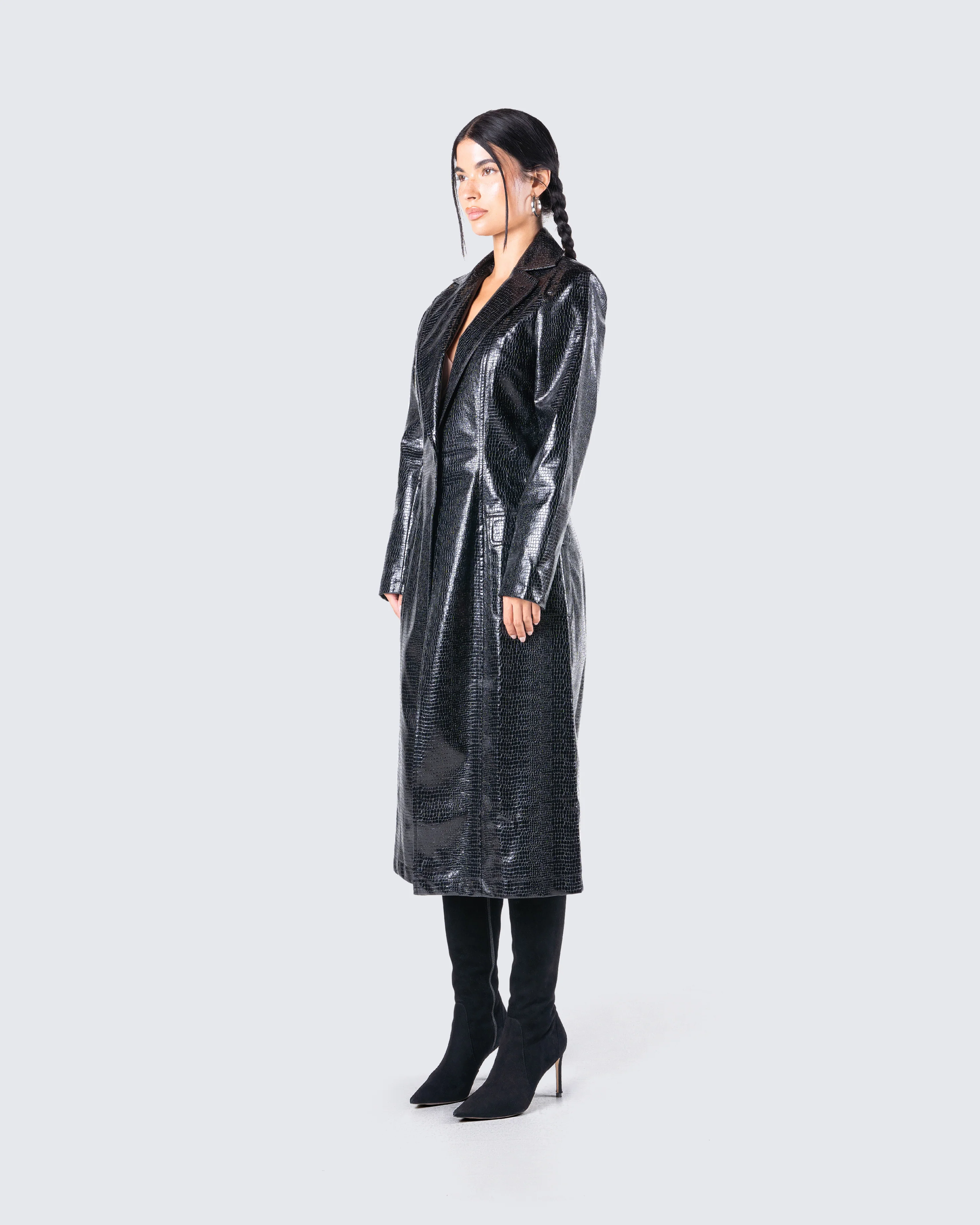 Claudia Vegan Croc Leather Coat - Image 5