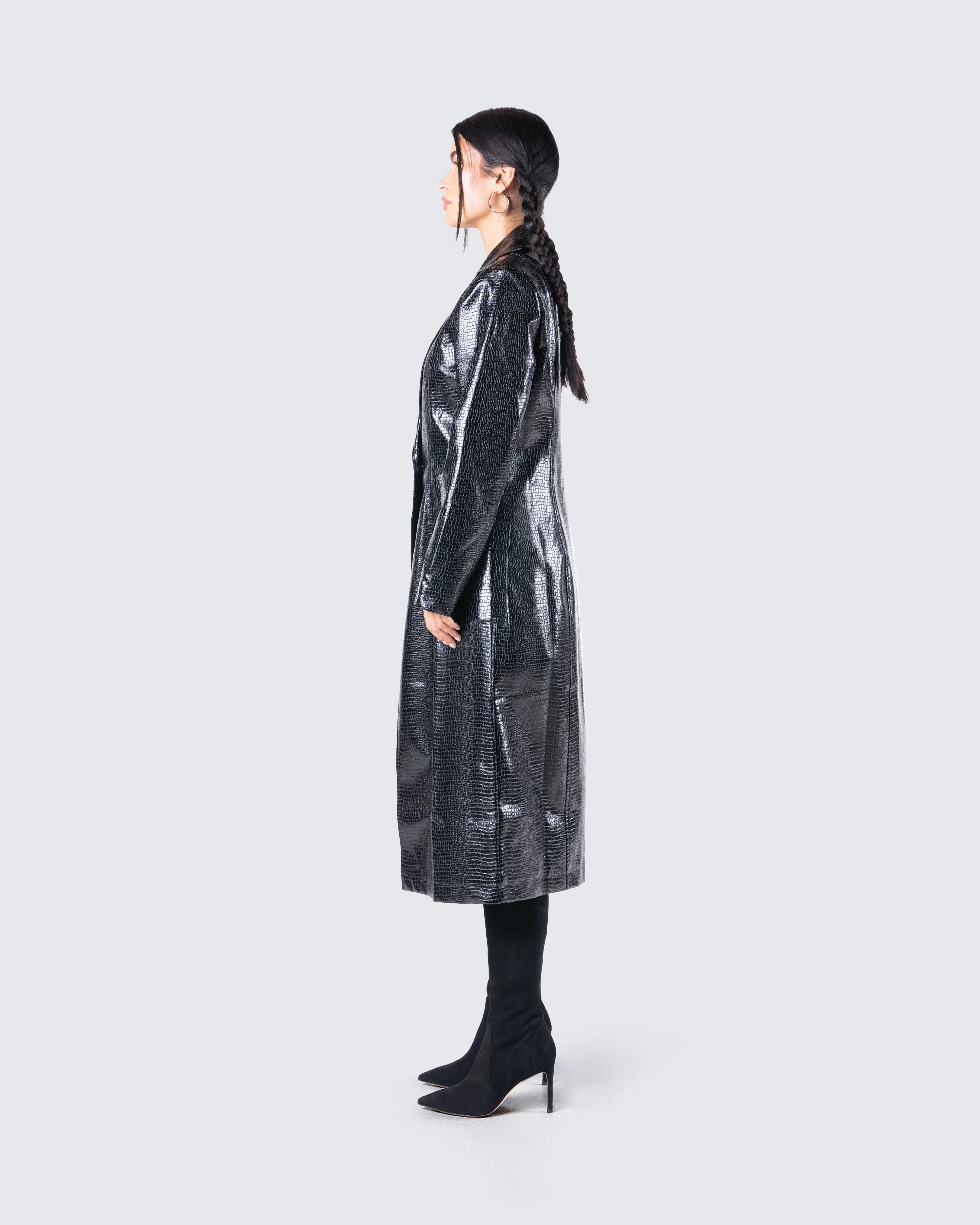Claudia Vegan Croc Leather Coat - Image 6