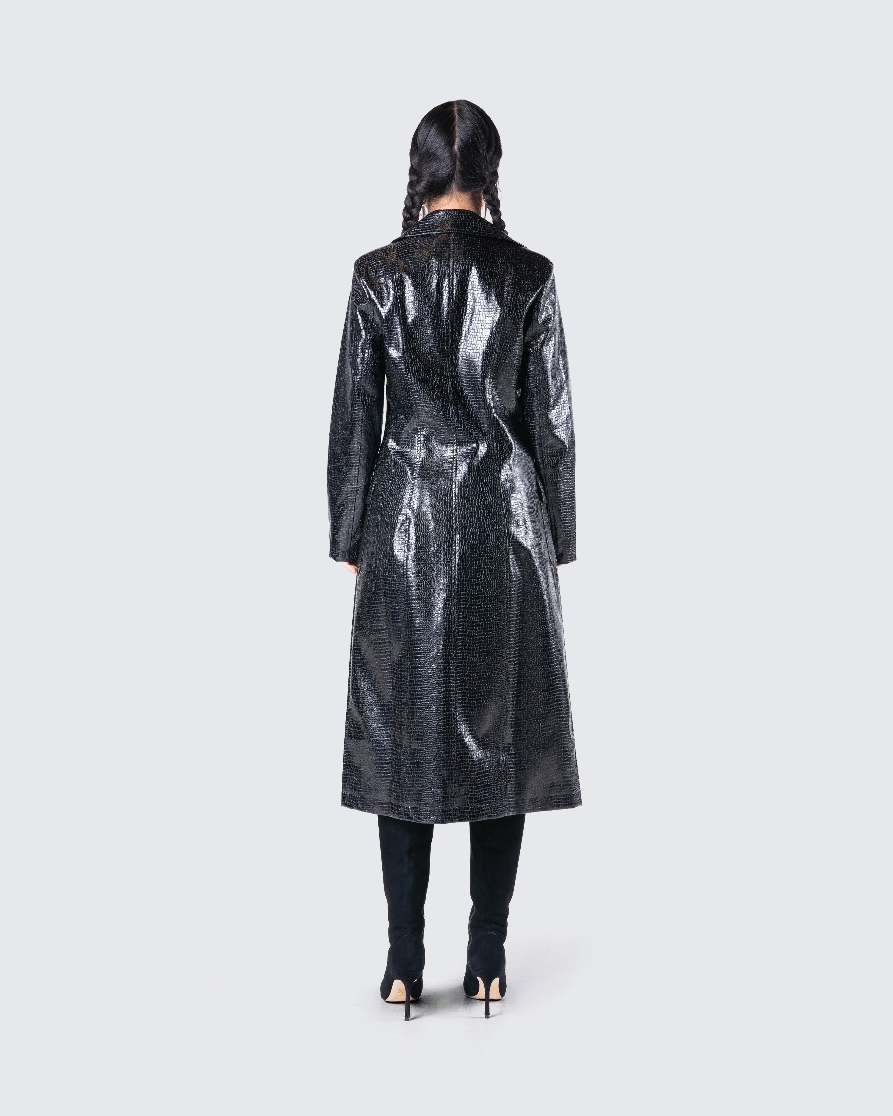 Claudia Vegan Croc Leather Coat - Image 7