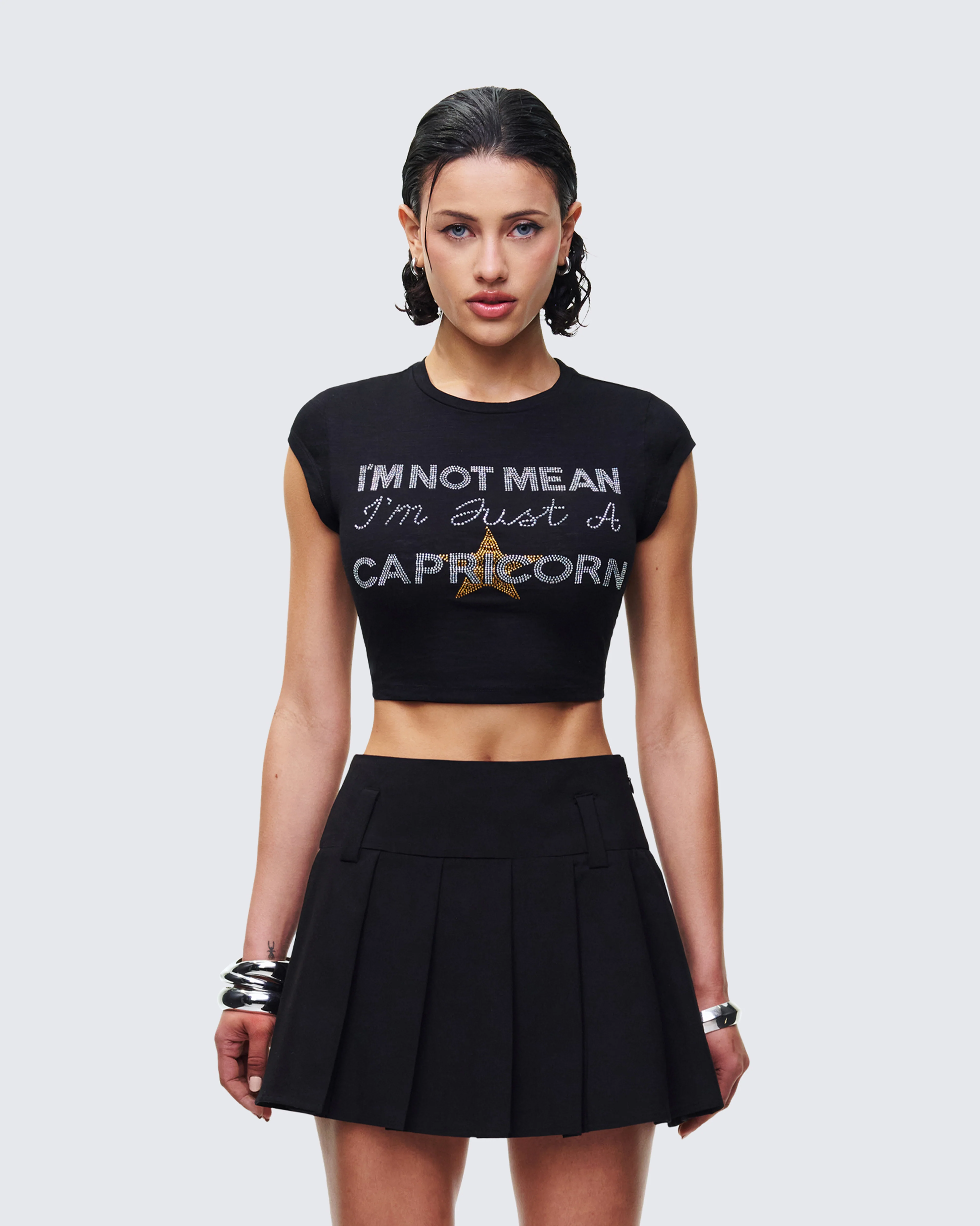 Clea Black Capricorn Graphic Top - Image 4