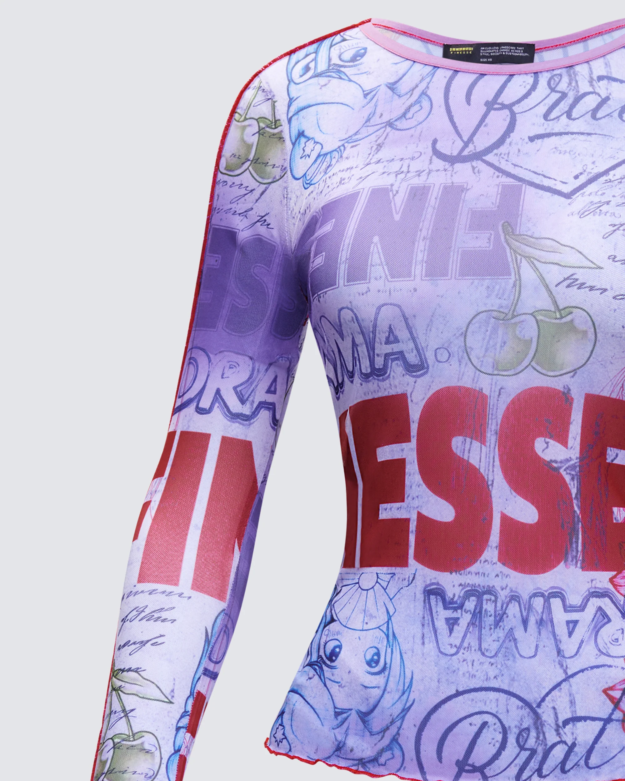 Cleodora Purple Printed Mesh Top - Image 6