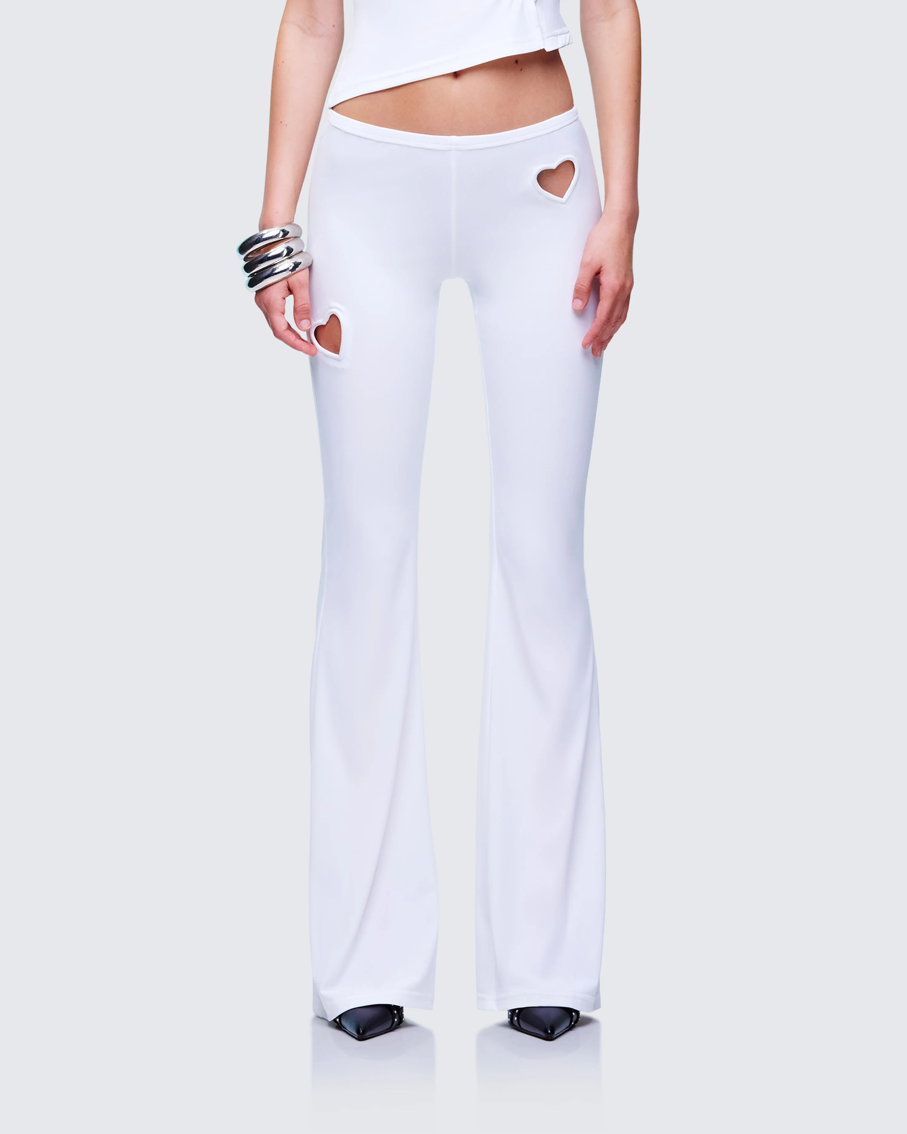 Cora White Jersey Heart Detail Pant - Image 2
