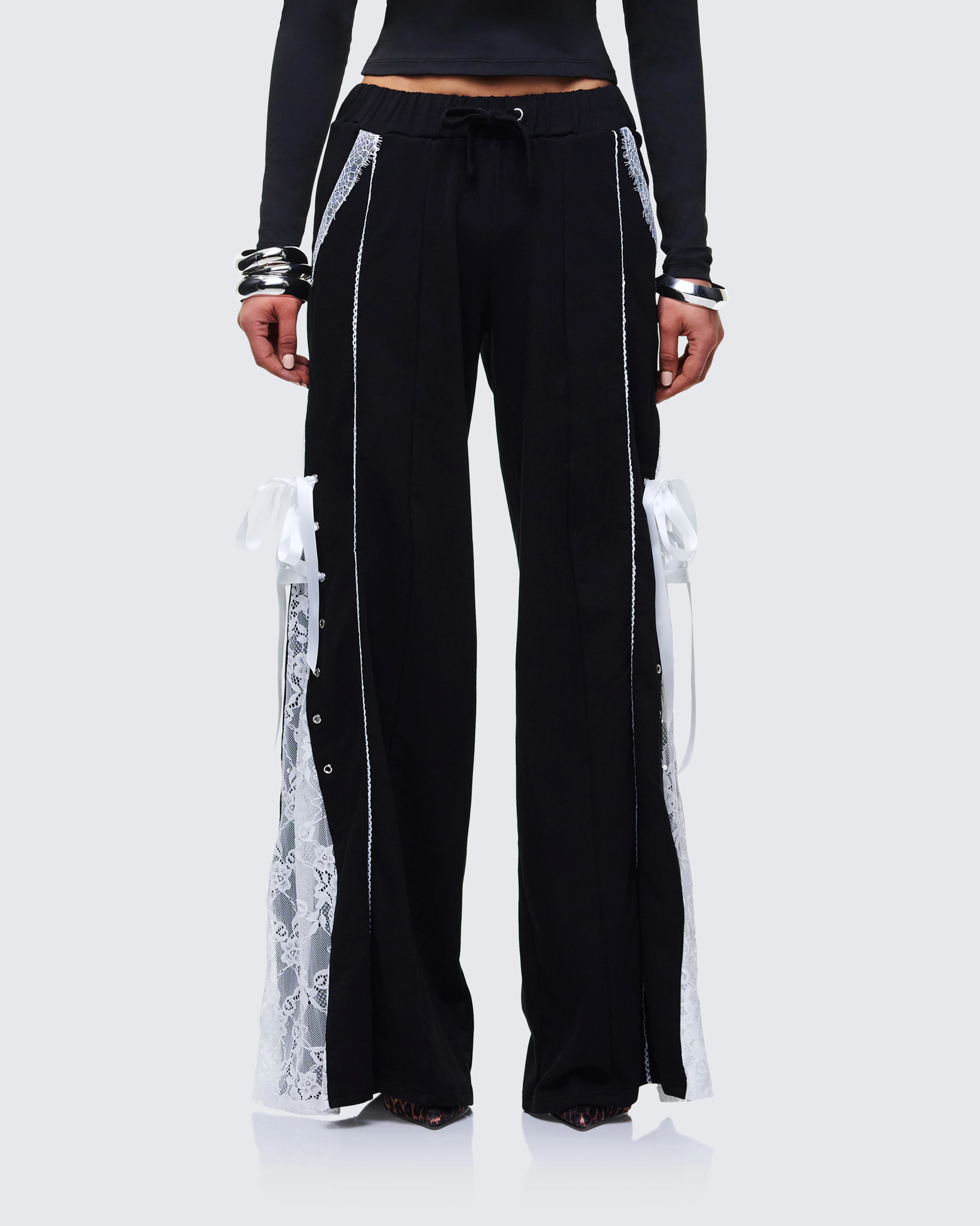 Corbyn Black Lace Window Sweatpants - Image 2