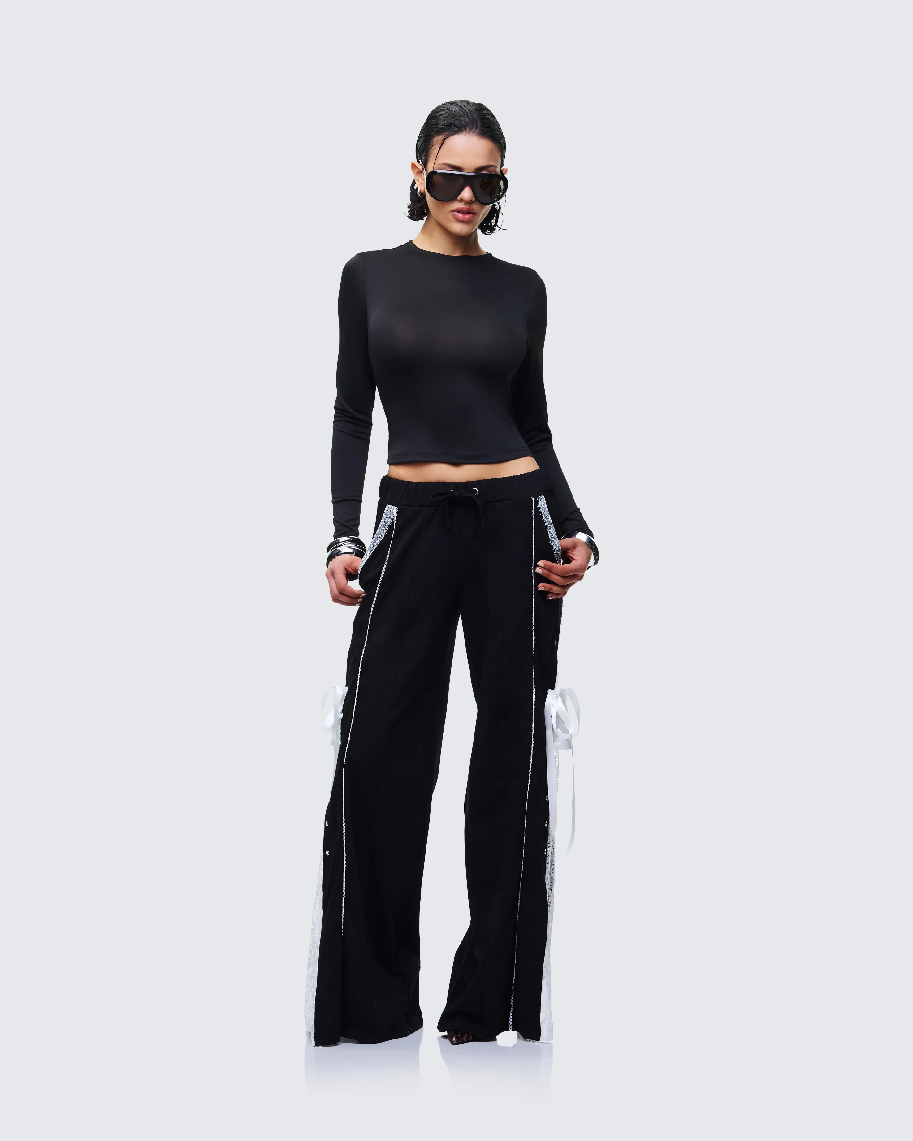 Corbyn Black Lace Window Sweatpants - Image 5