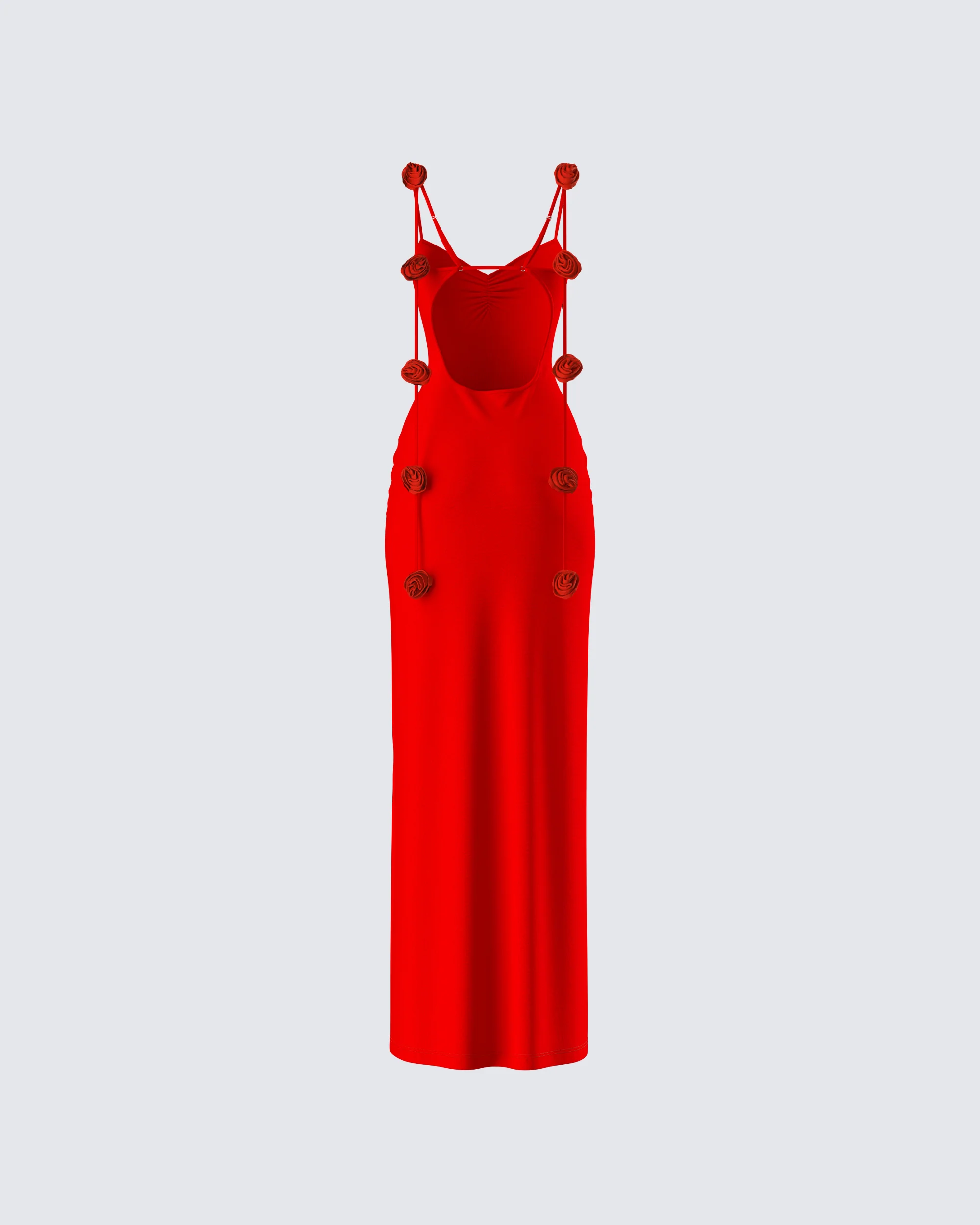 Cordelia Red Rosette Maxi Dress - Image 3