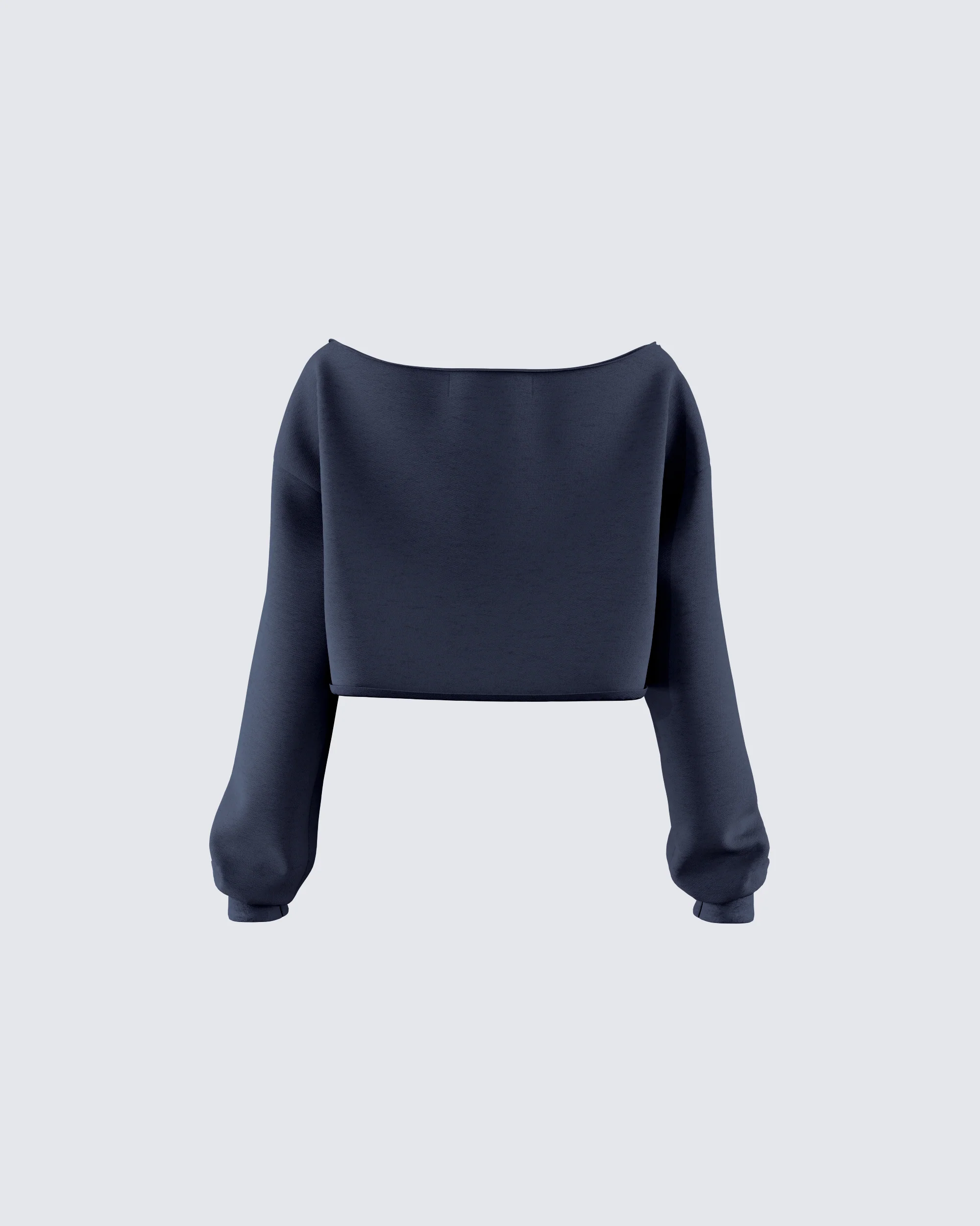 Cory Navy Long Sleeve Crop Top - Image 3