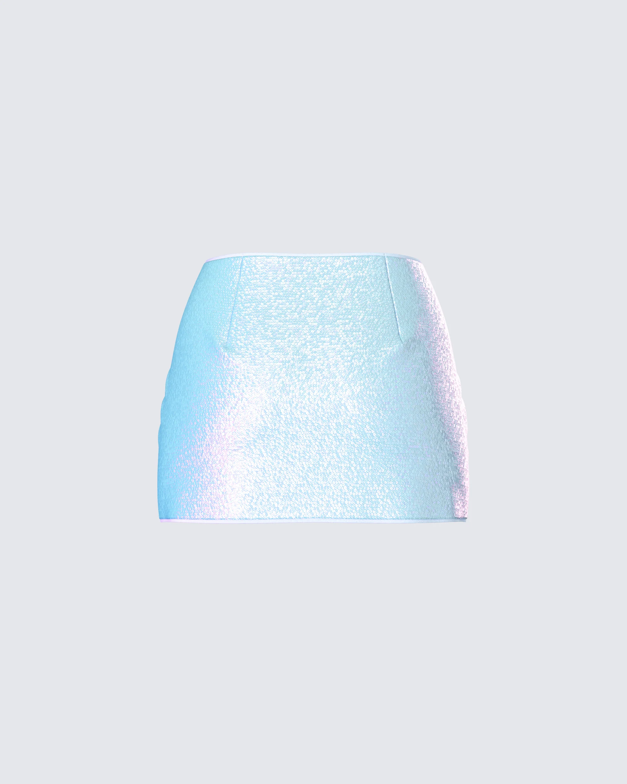 Courtney Blue Sequin Mini Skirt - Image 3