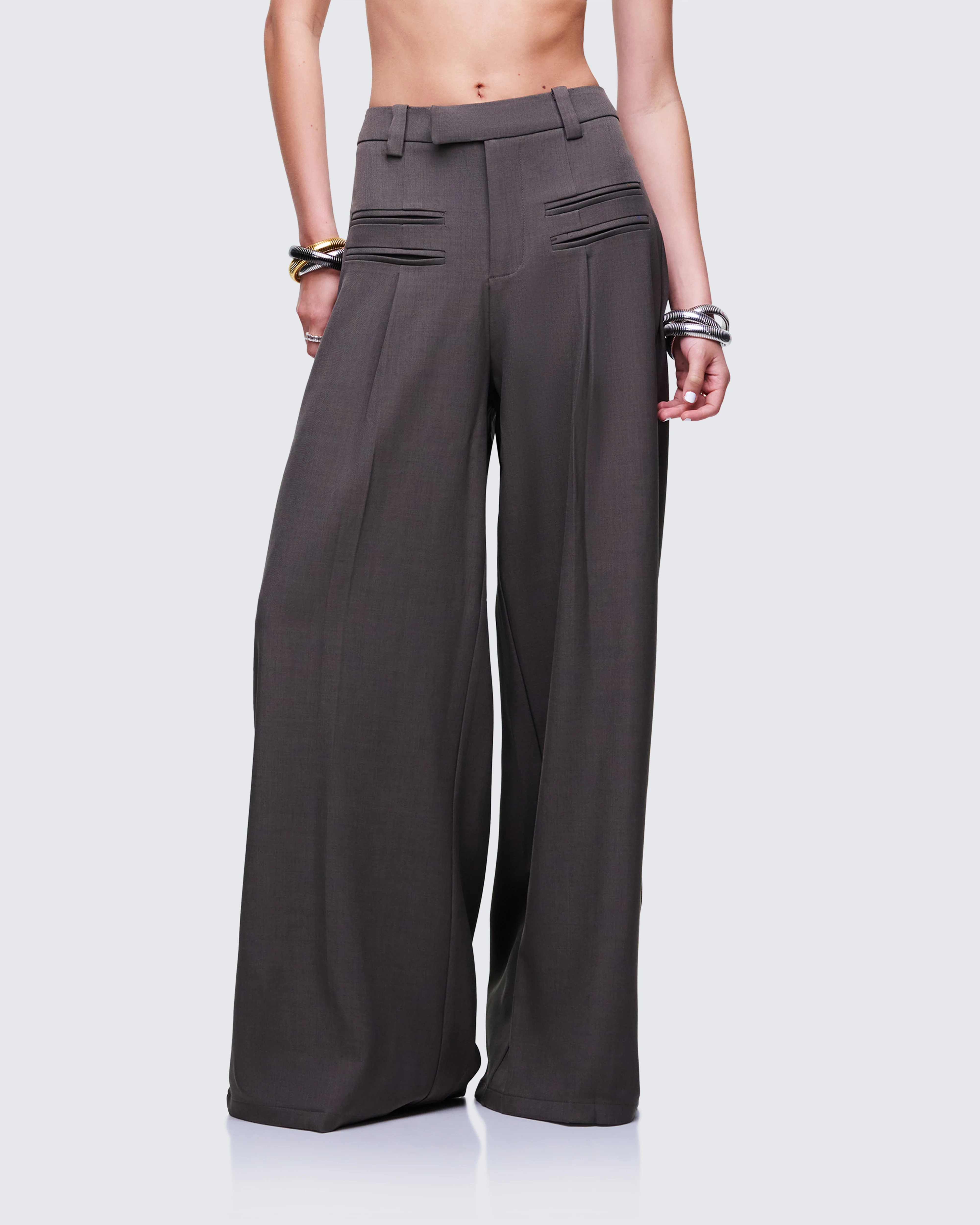 Cozbi Grey Pressed Front Trouser - Image 3