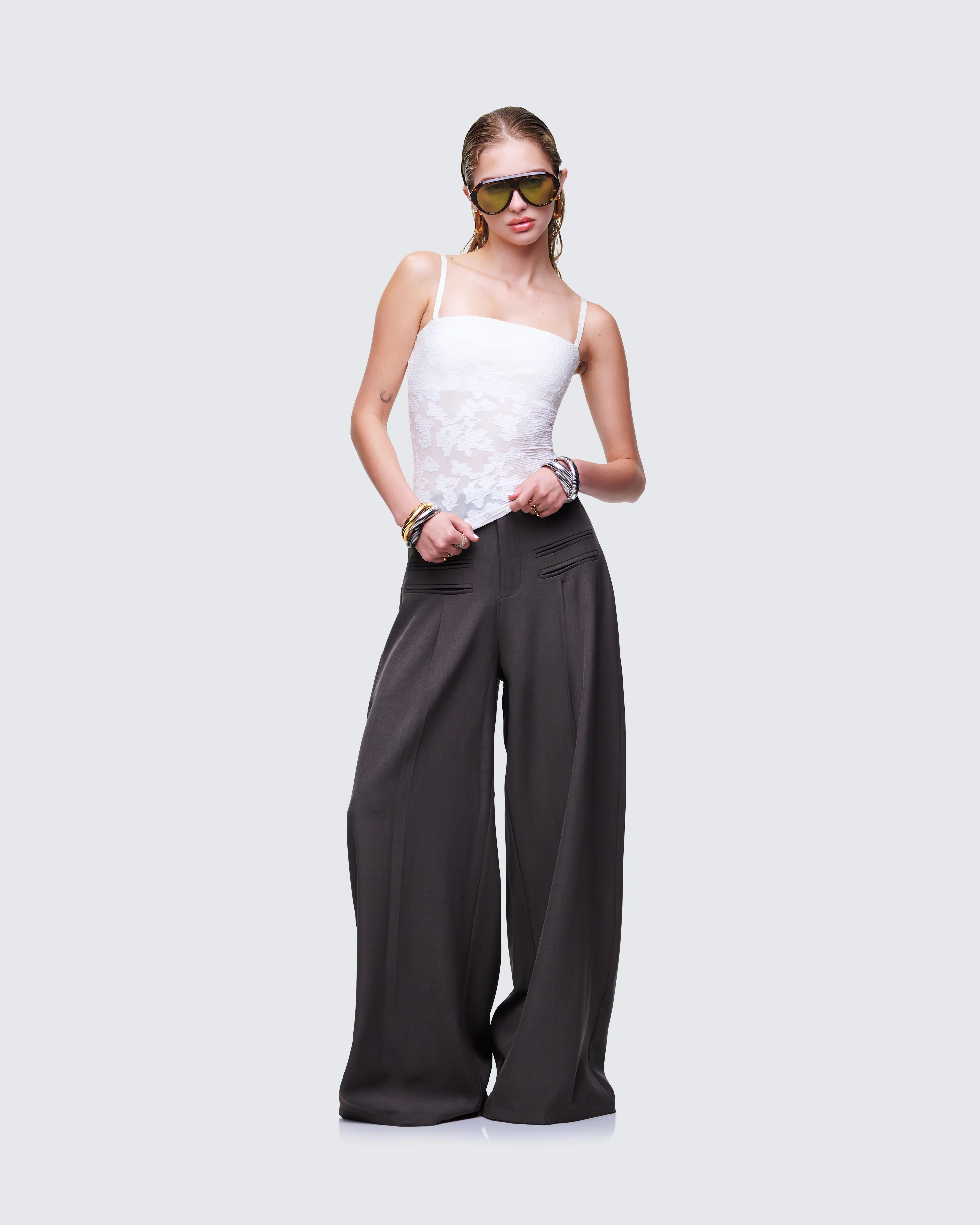Cozbi Grey Pressed Front Trouser - Image 5