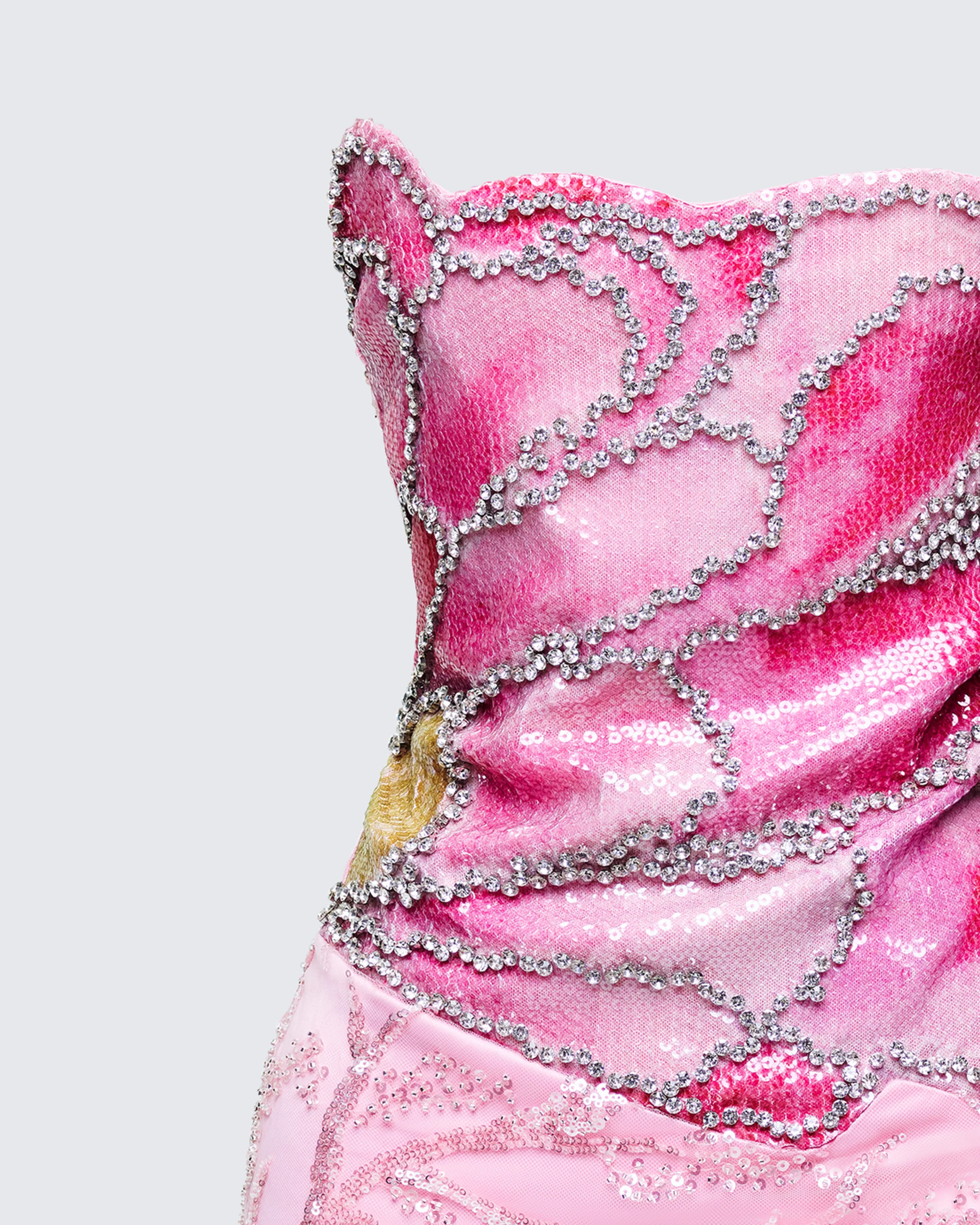 Crystal Pink Embellished Petal Dress - Image 6