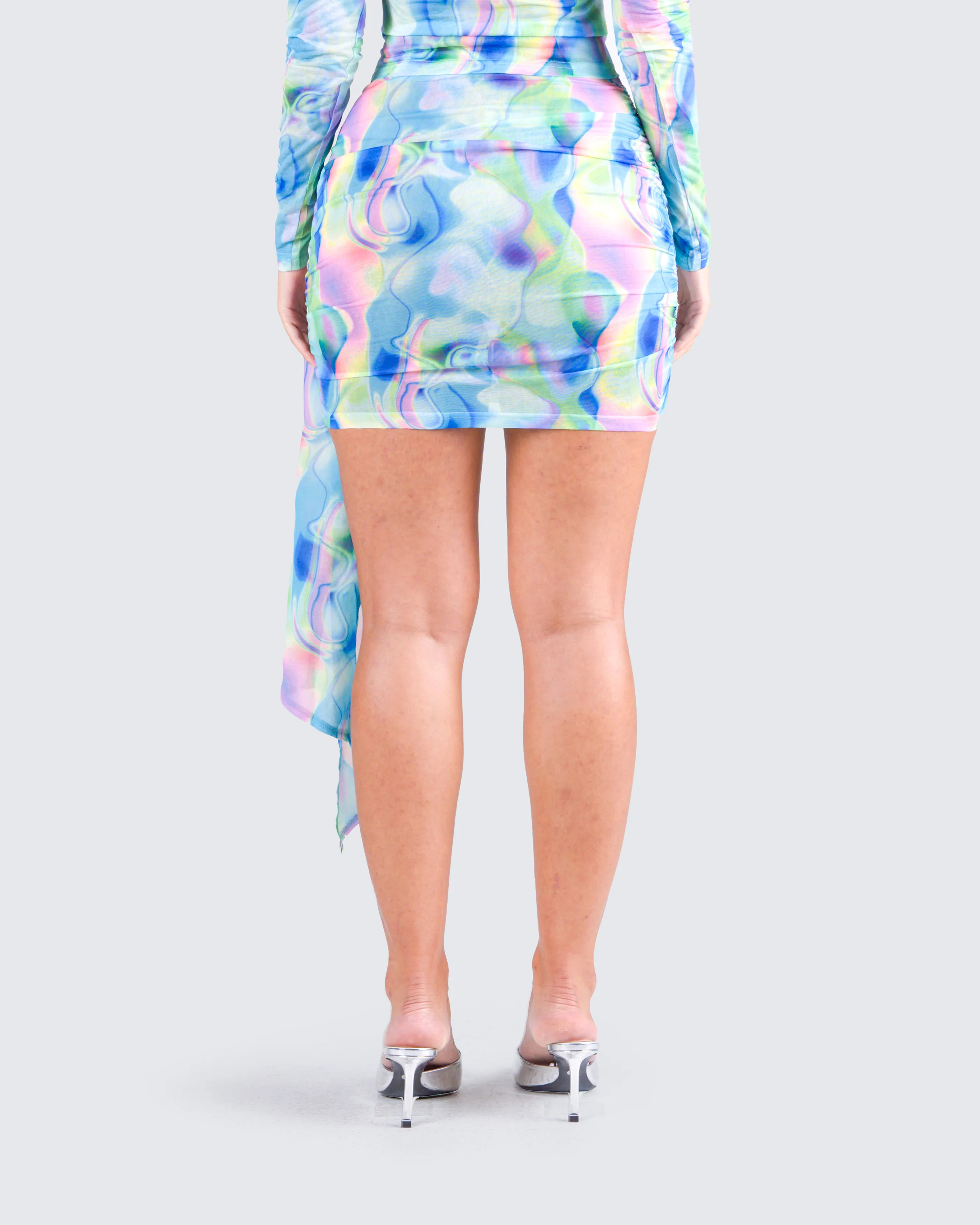 Cyra Psychedelic Print Drape Skirt - Image 6