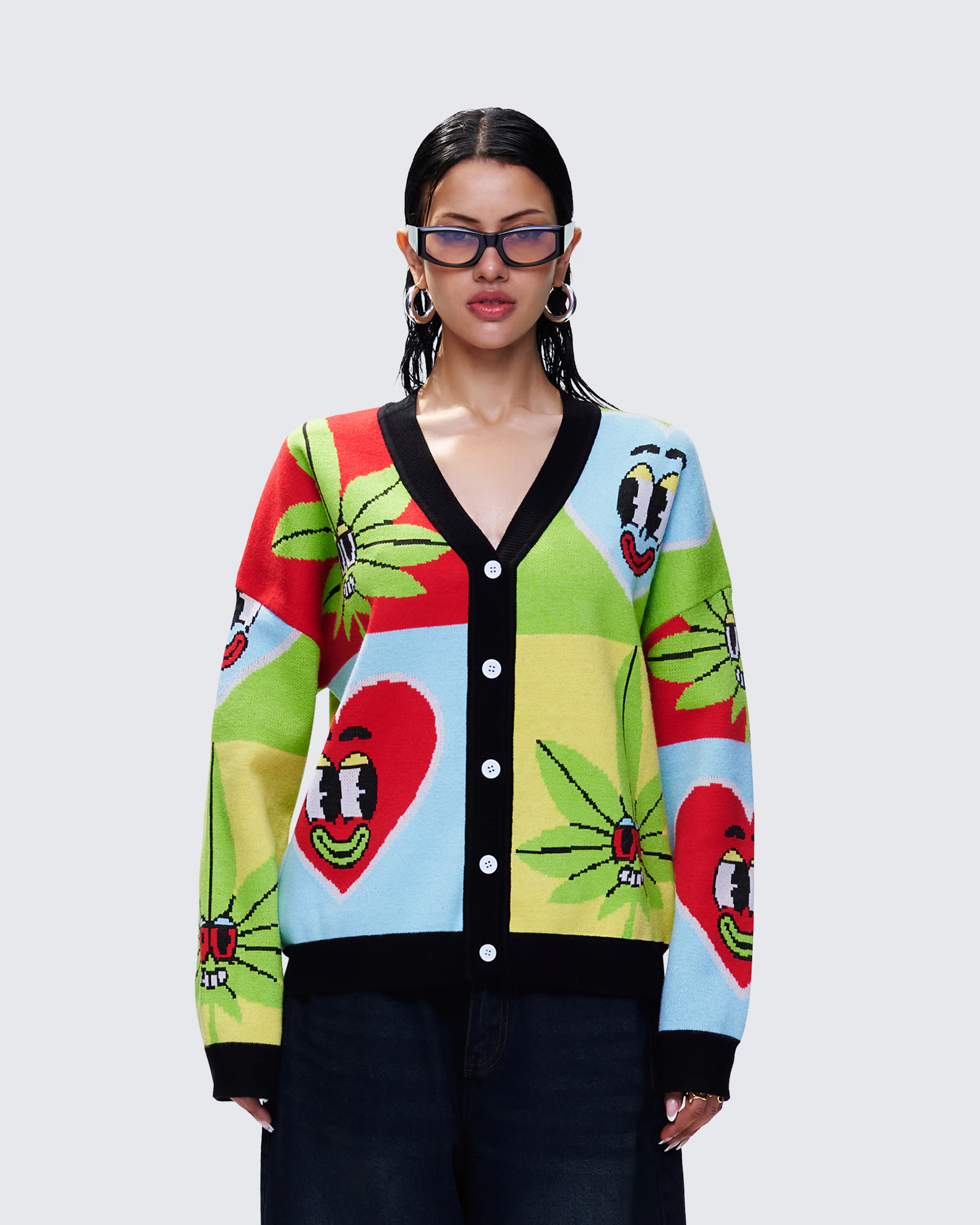 Cyrielle Multi Pop Art Sweater Knit Cardigan - Image 2