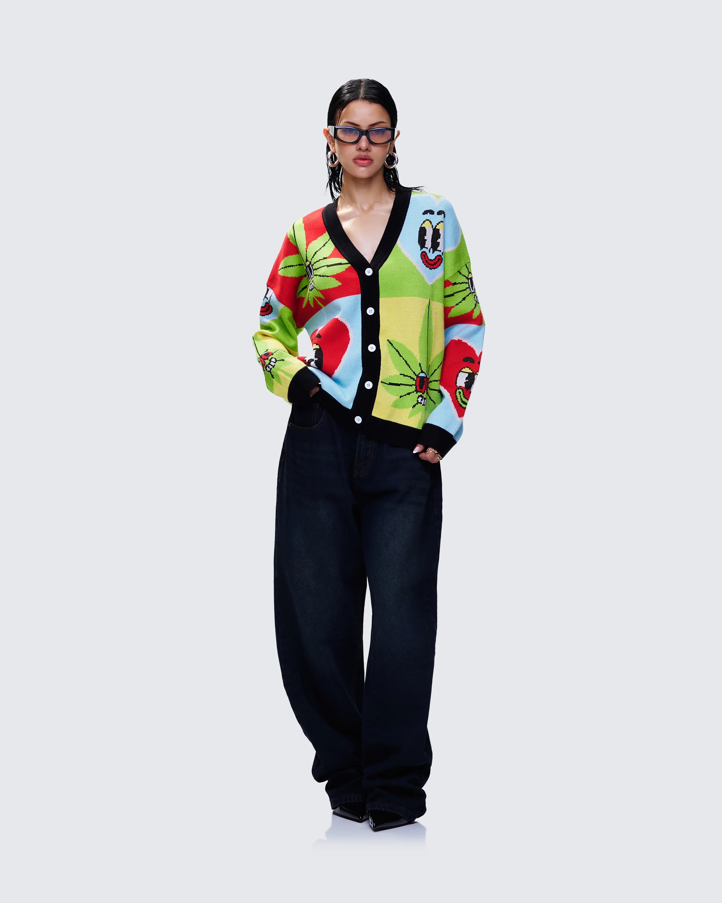 Cyrielle Multi Pop Art Sweater Knit Cardigan - Image 5