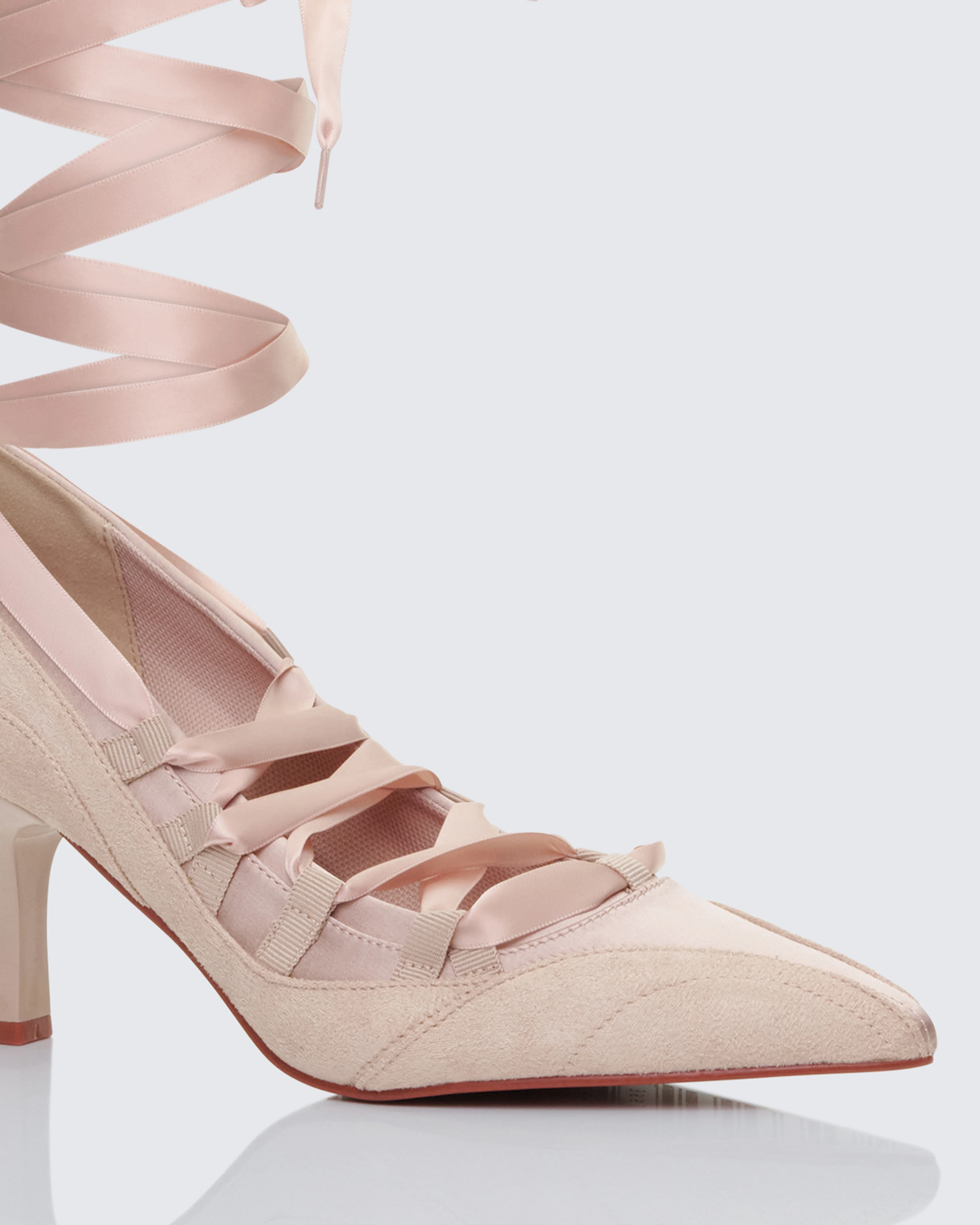 Dahlia Blush Lace up Ballet Pump - Image 4