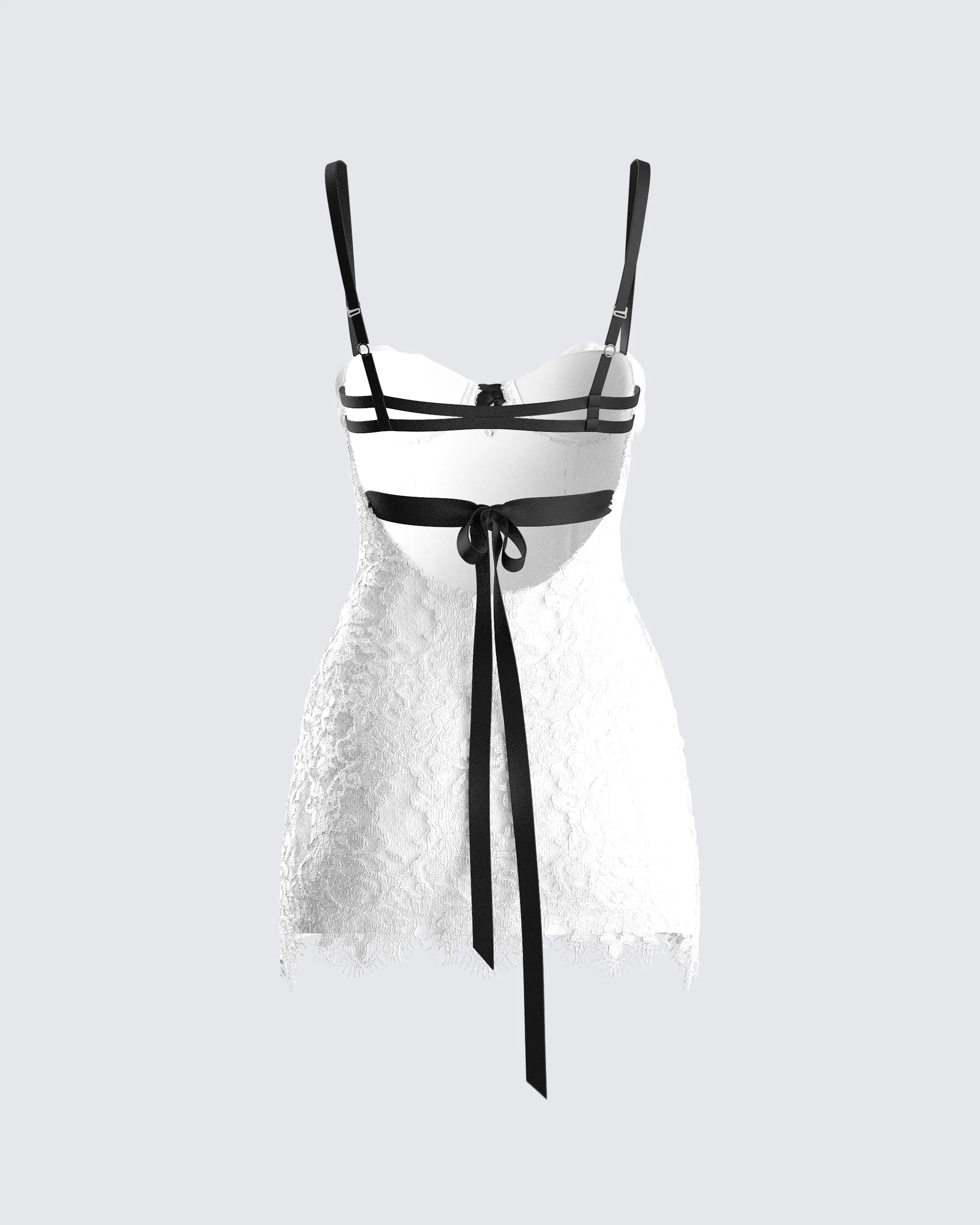 Daisy White Lace Floral Mini Dress - Image 3