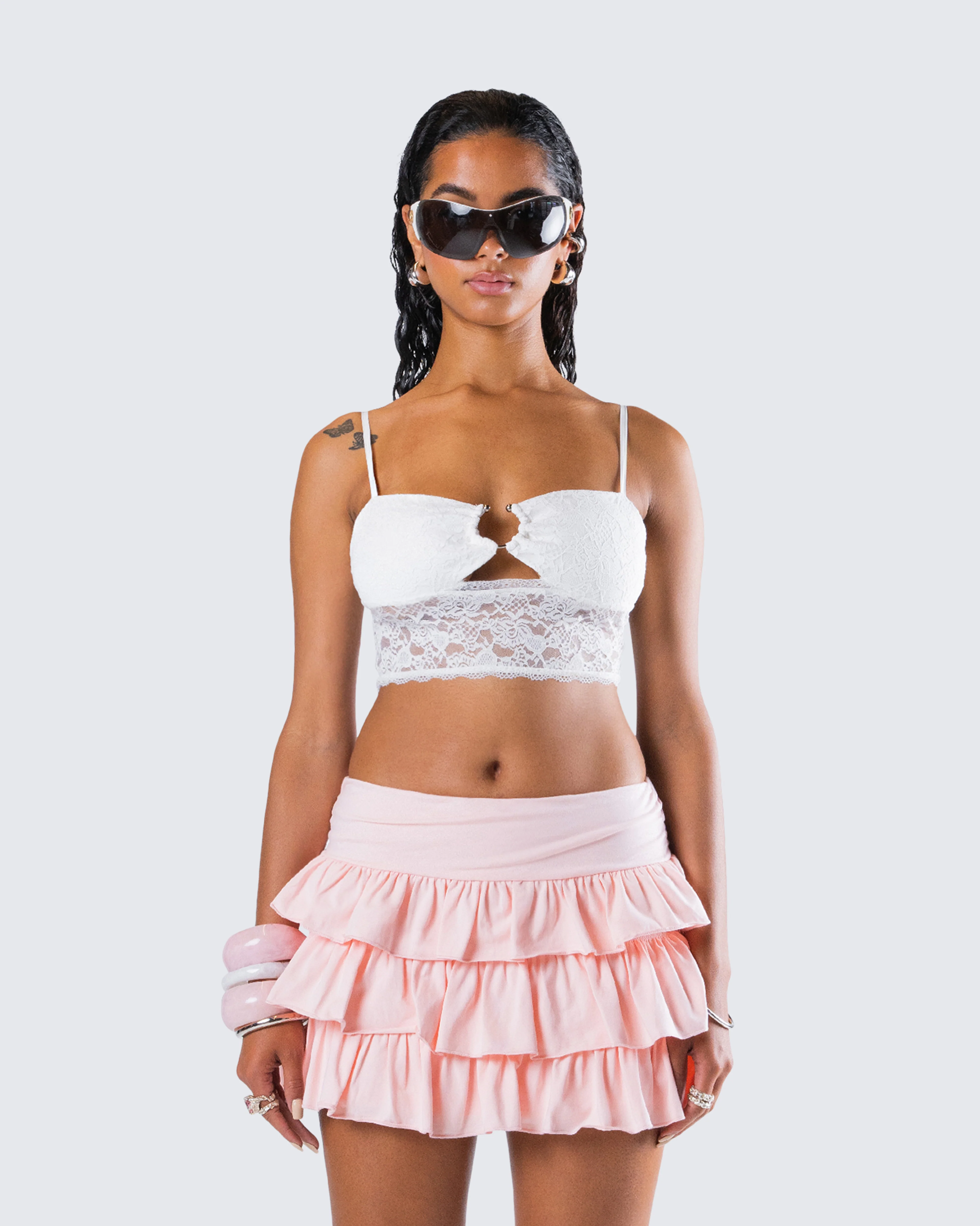 Dakoa White Lace Cami Top - Image 4