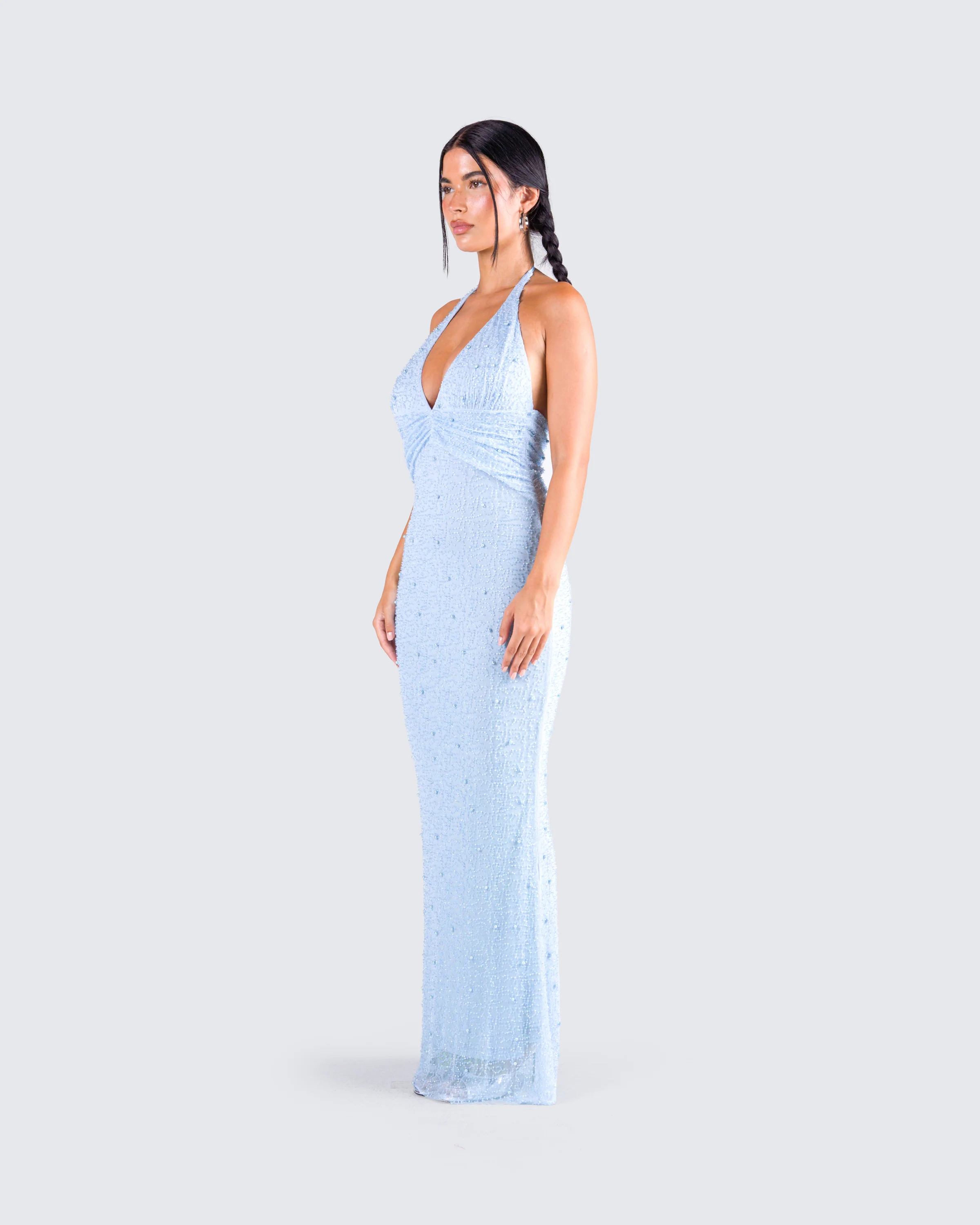 Dana Baby Blue Beaded Maxi Dress - Image 5